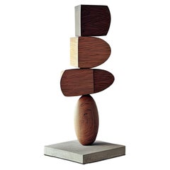Standing Totem Wood Sculpture, Still Stand No4 by Joel Escalona