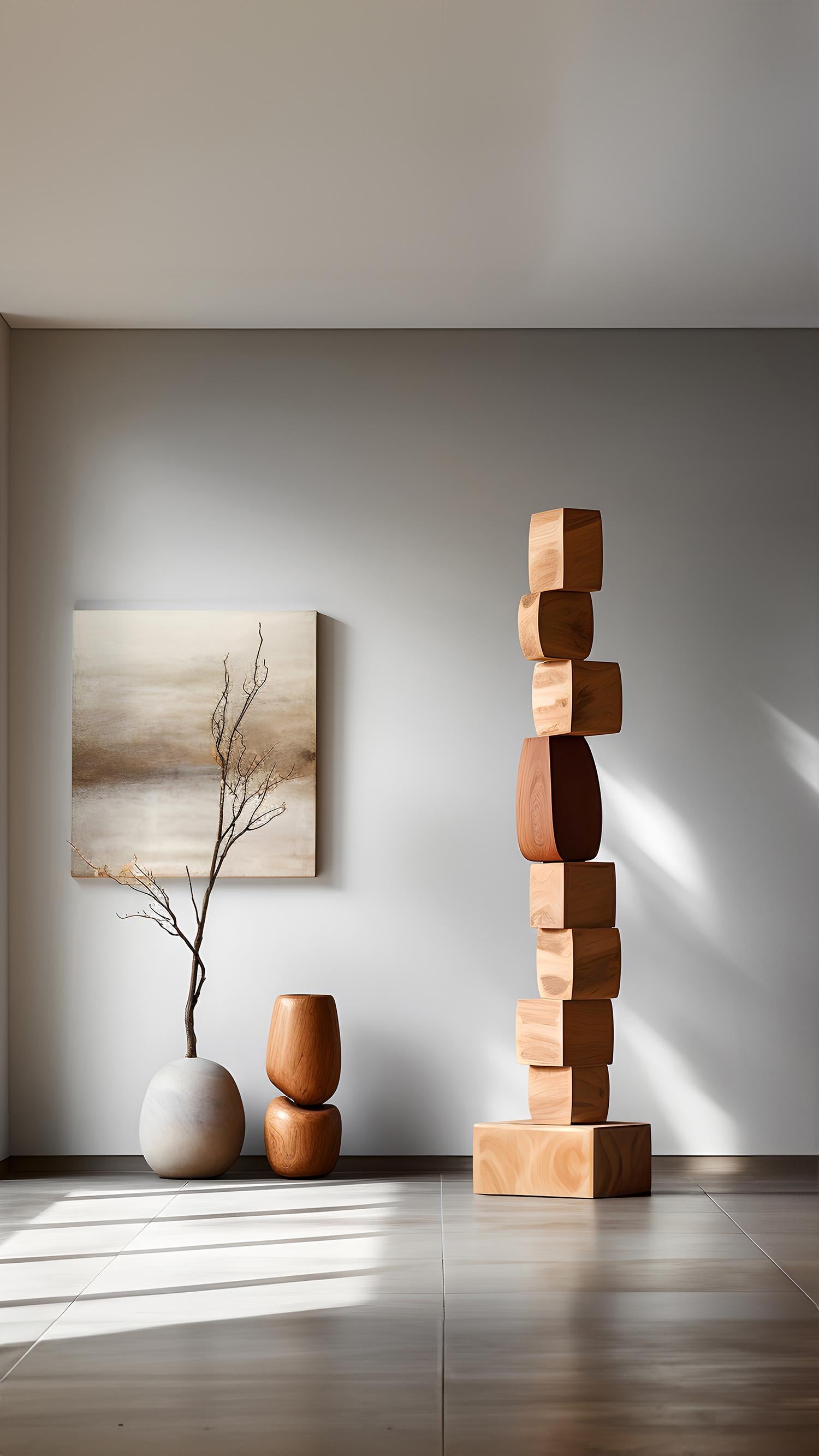 Hand-Crafted Carved Wooden Elegance Still Stand No44: Abstract Totem by Joel Escalona For Sale