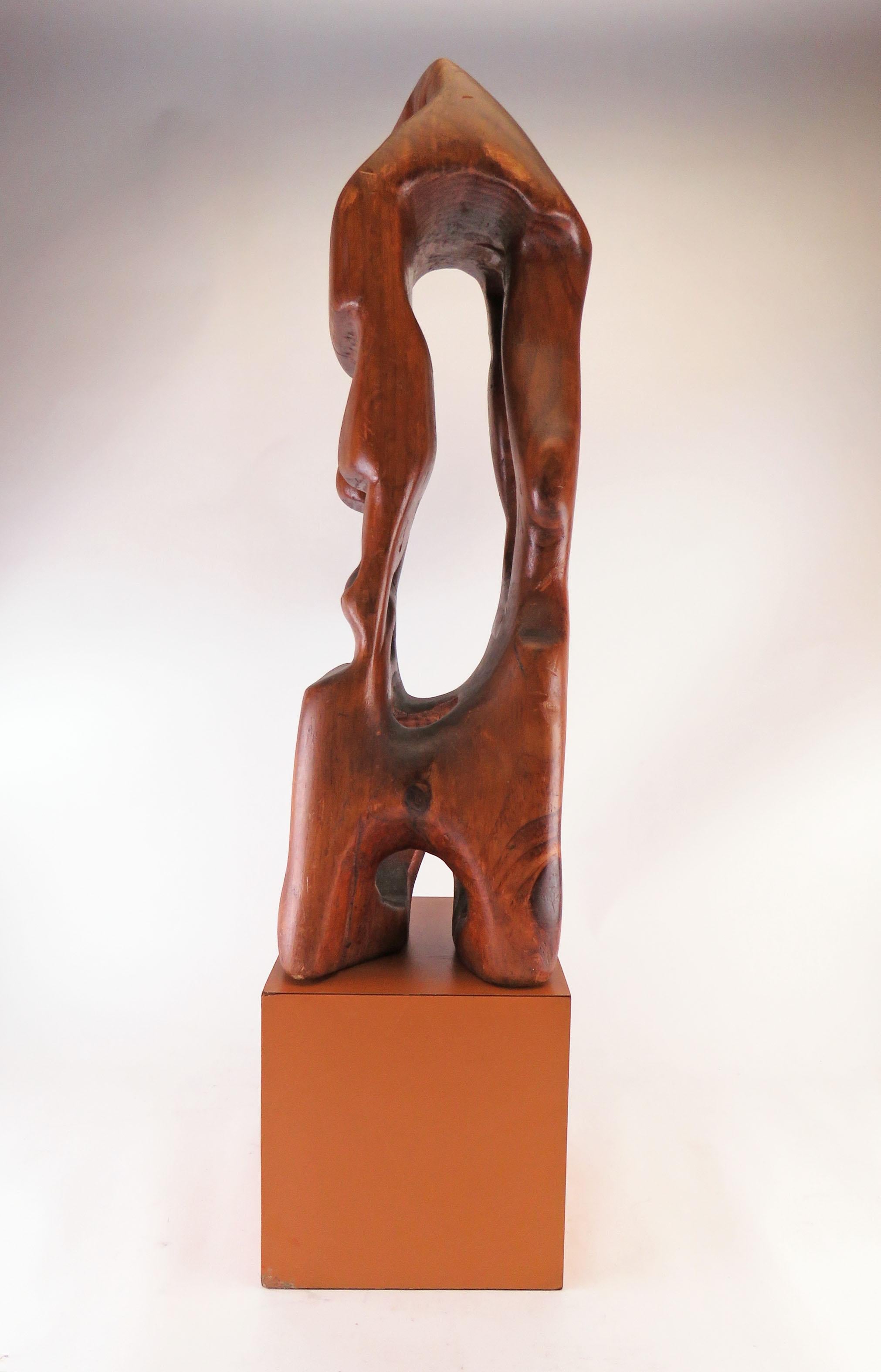 Mid-Century Modern Abstract Modernist Carved Wood Sculpture, circa 1960s