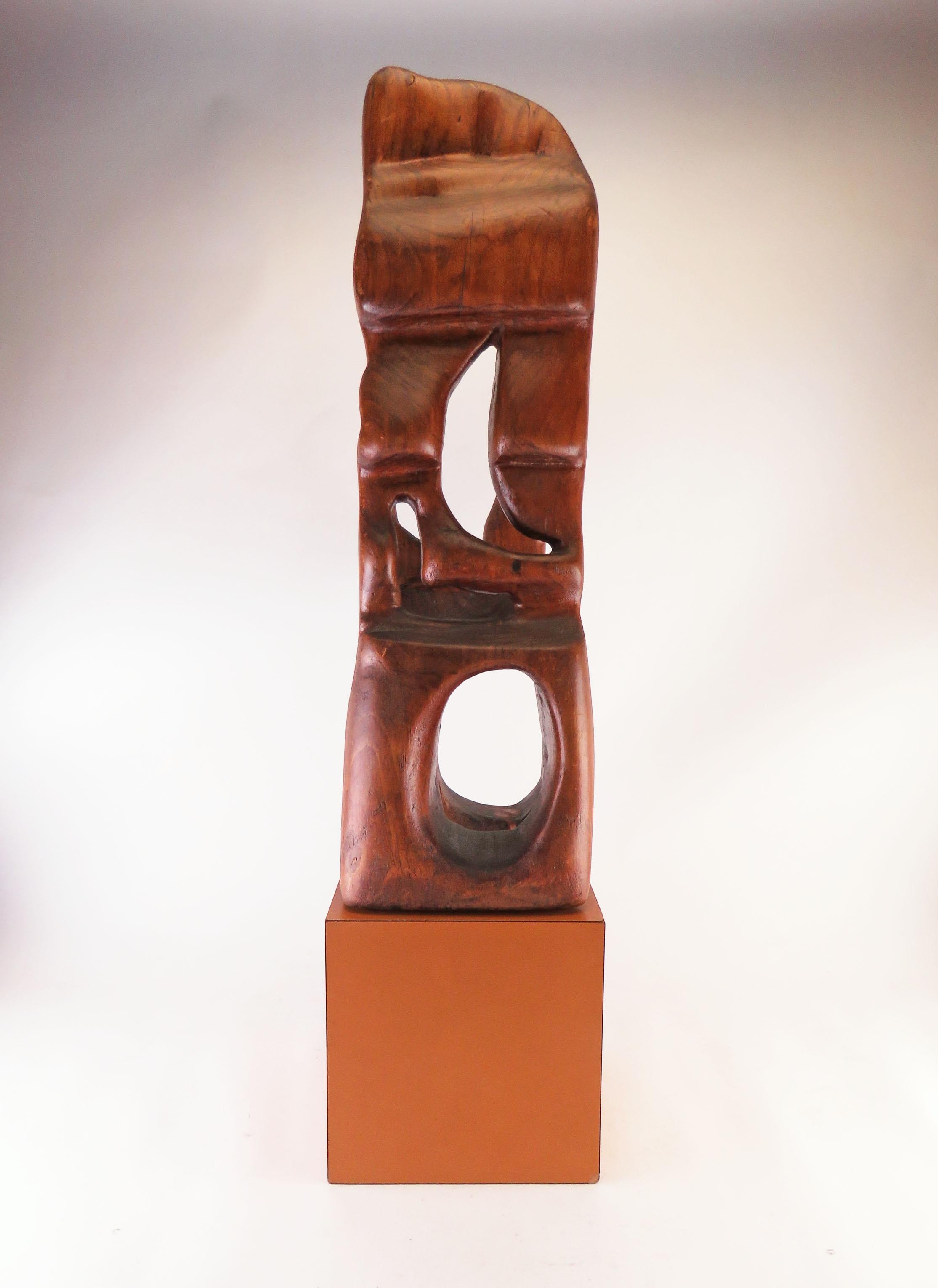 American Abstract Modernist Carved Wood Sculpture, circa 1960s