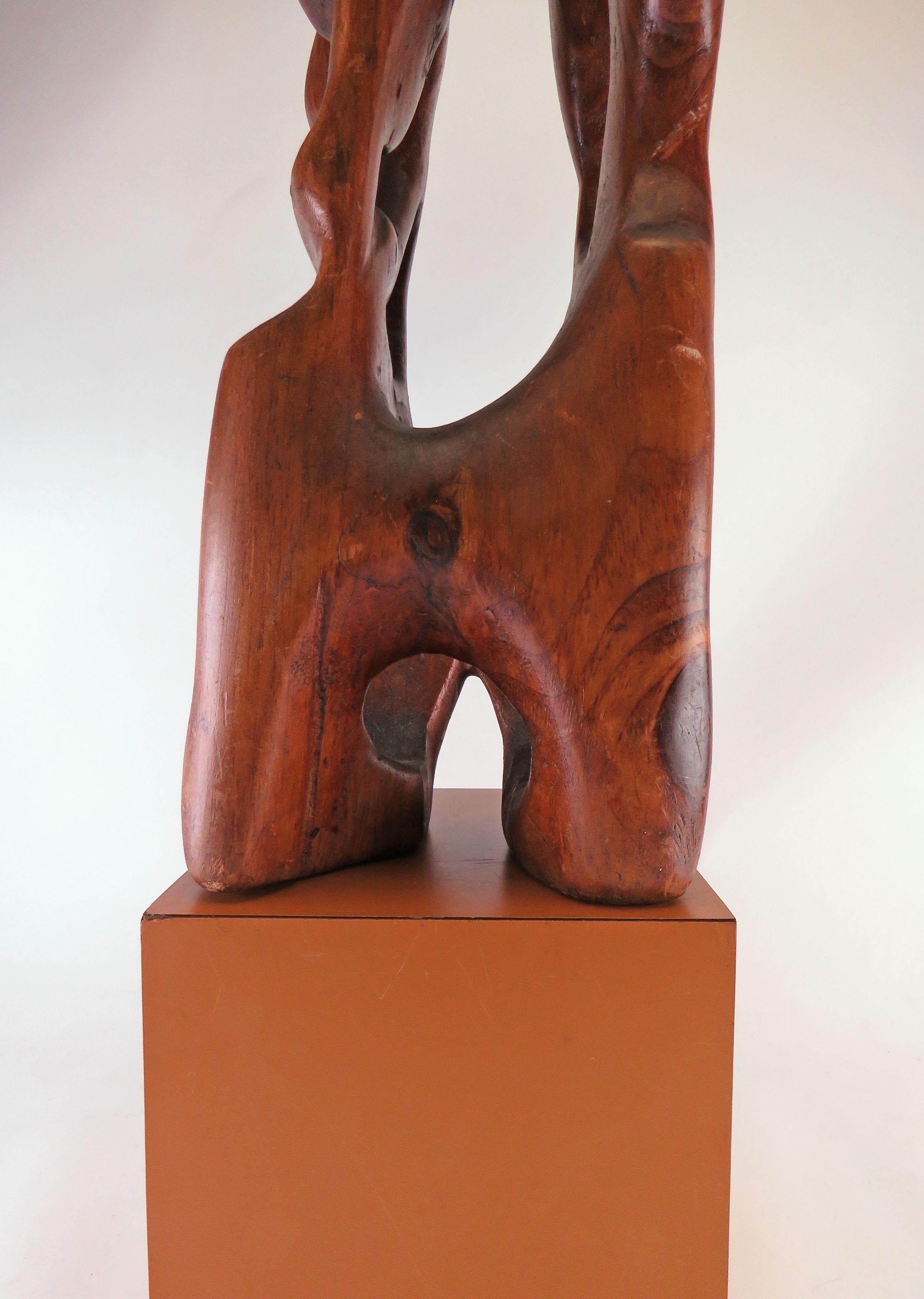Abstract Modernist Carved Wood Sculpture, circa 1960s 3