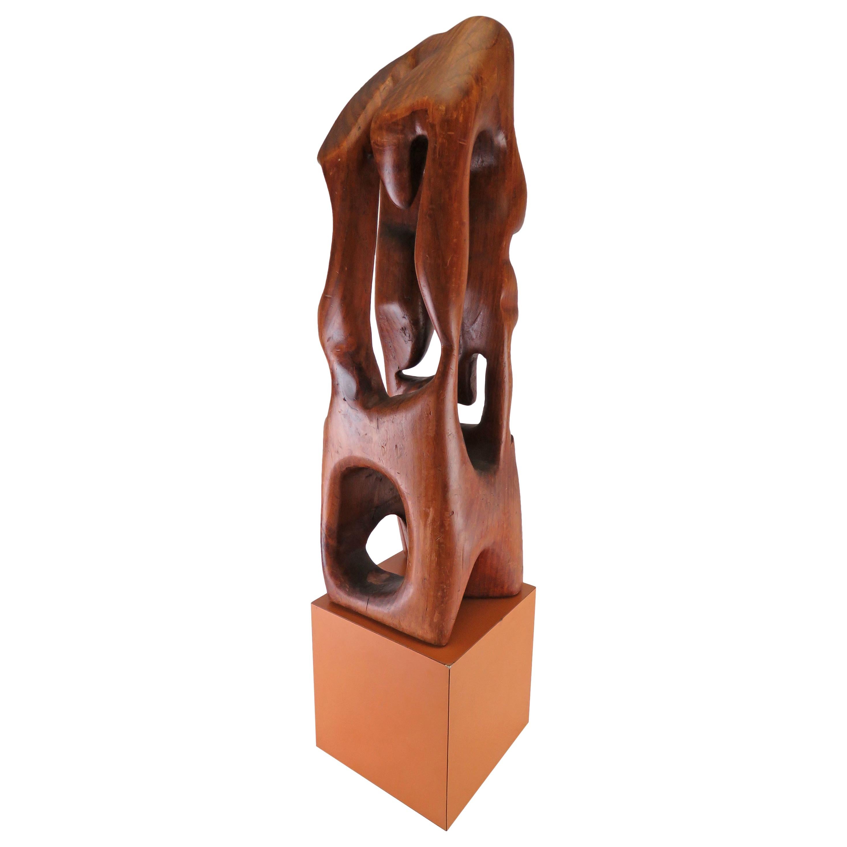 Abstract Modernist Carved Wood Sculpture, circa 1960s