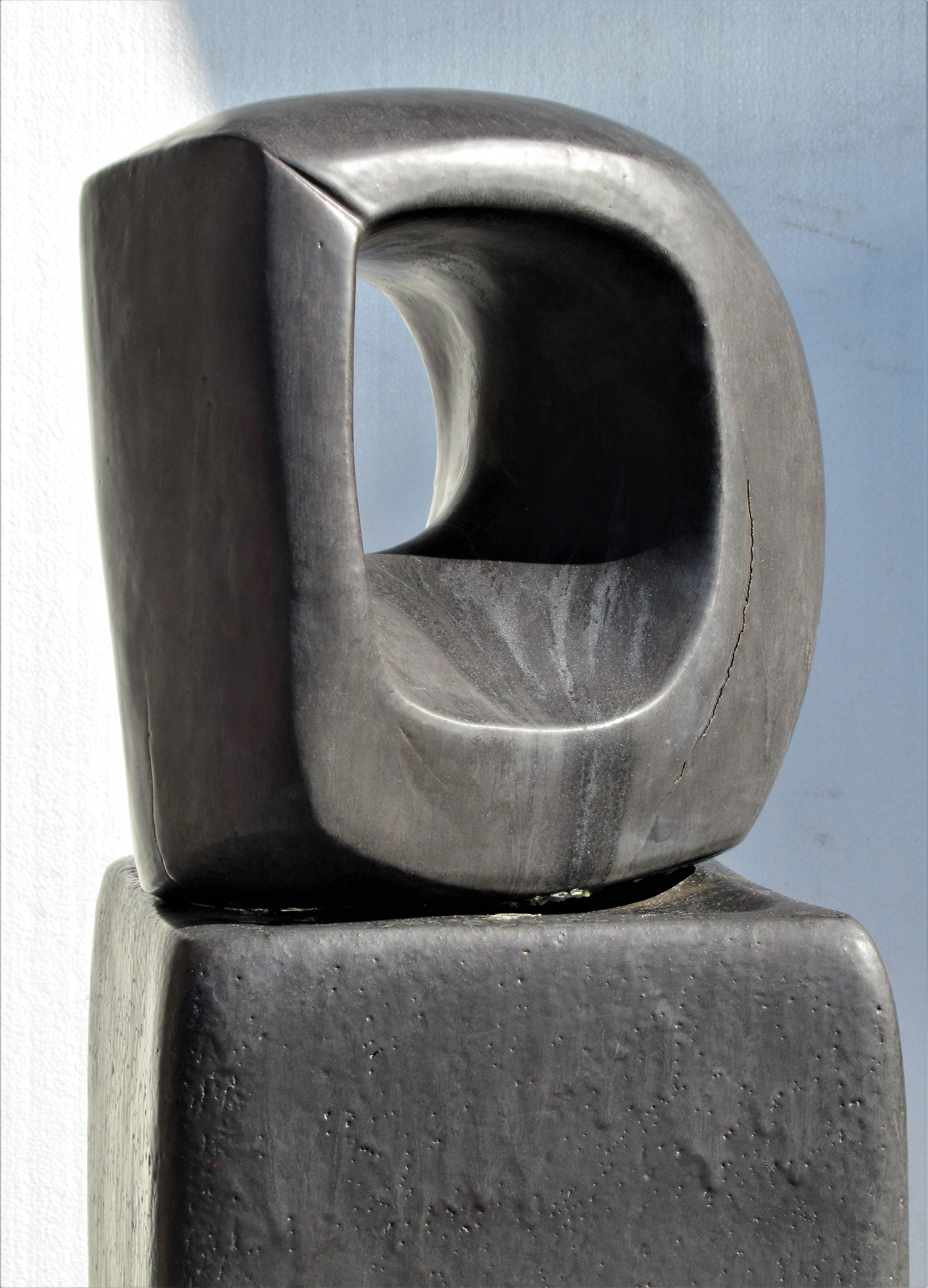 Fired Abstract Modern Ceramic Sculpture in the Style of Barbara Hepworth