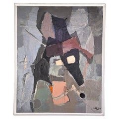 Abstract Modernist Collage Painting by Woodstock ArtistStefan Lökós, Circa 1960s