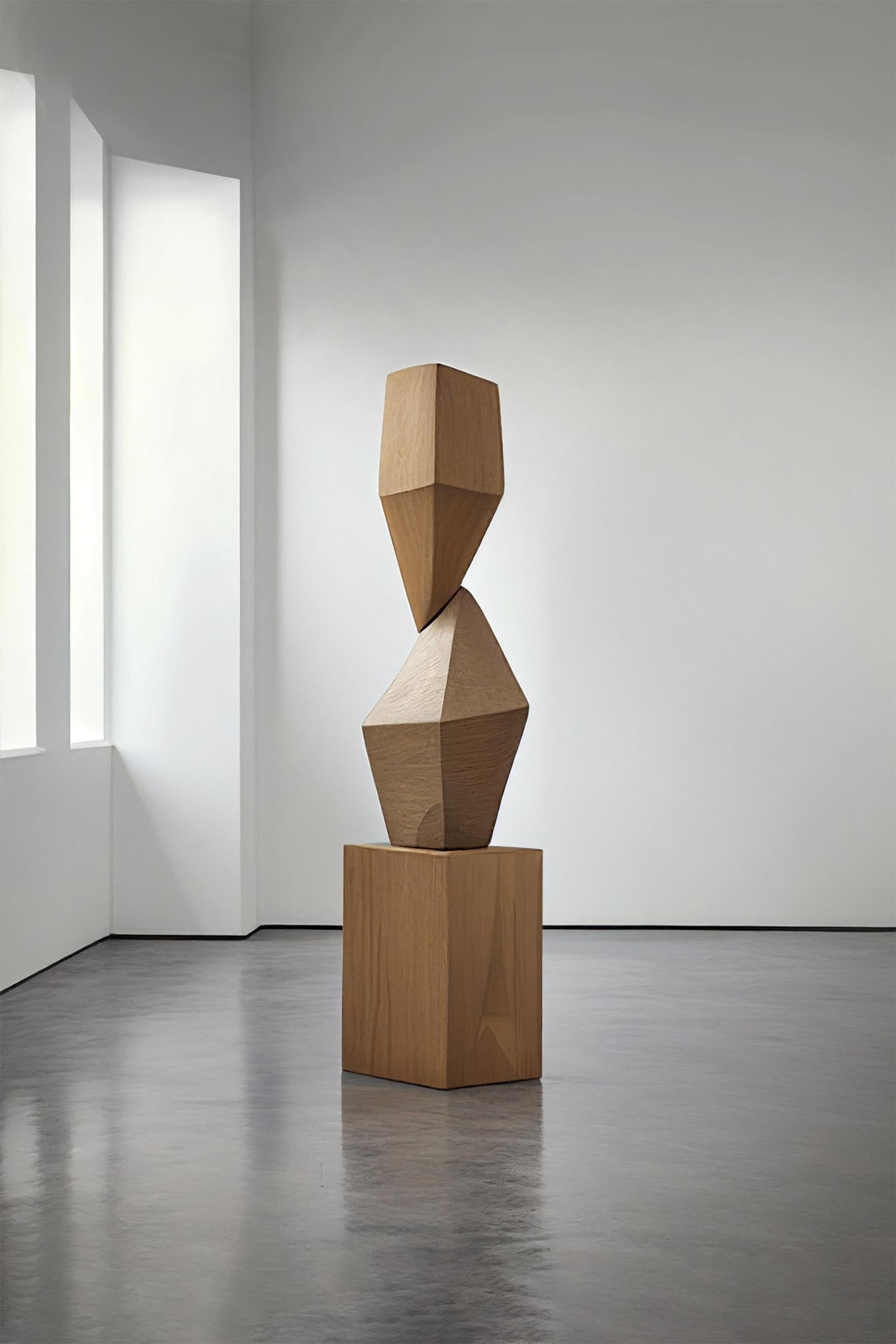 This monolithic sculpture, designed by the talented artist Joel Escalona, is a towering example of beauty in craftsmanship. Hand and digital machine made; the standing sculpture stands tall as a monument to the skill of the artist. The wood carved