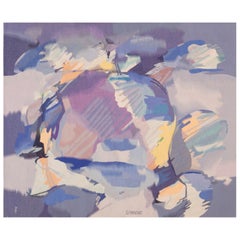 Abstract Modernist French Tapestry by Lars Gynning 4'10" x 5'9"