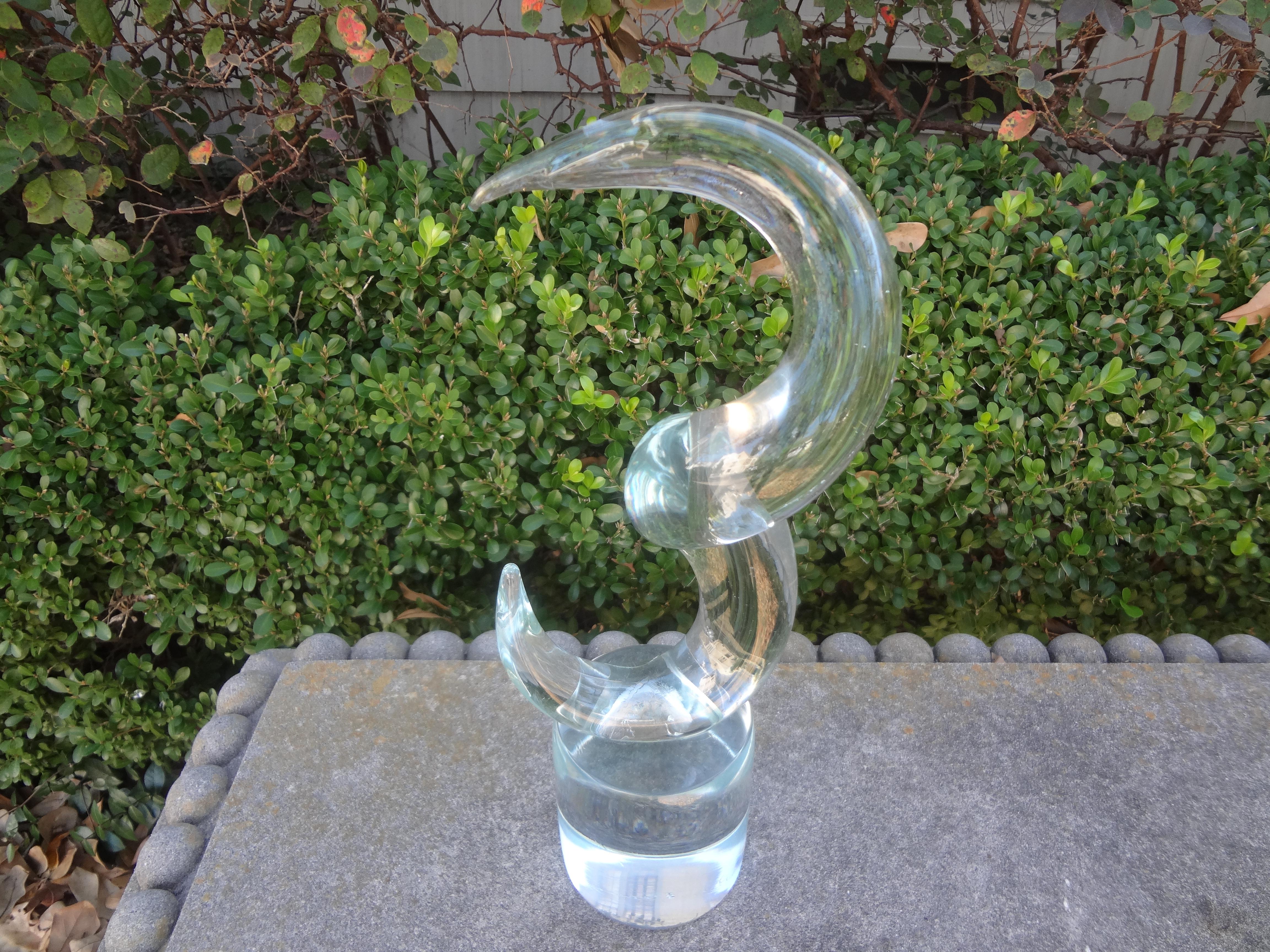Minimalist Abstract Modernist Glass Sculpture Signed D'este Bruno For Sale