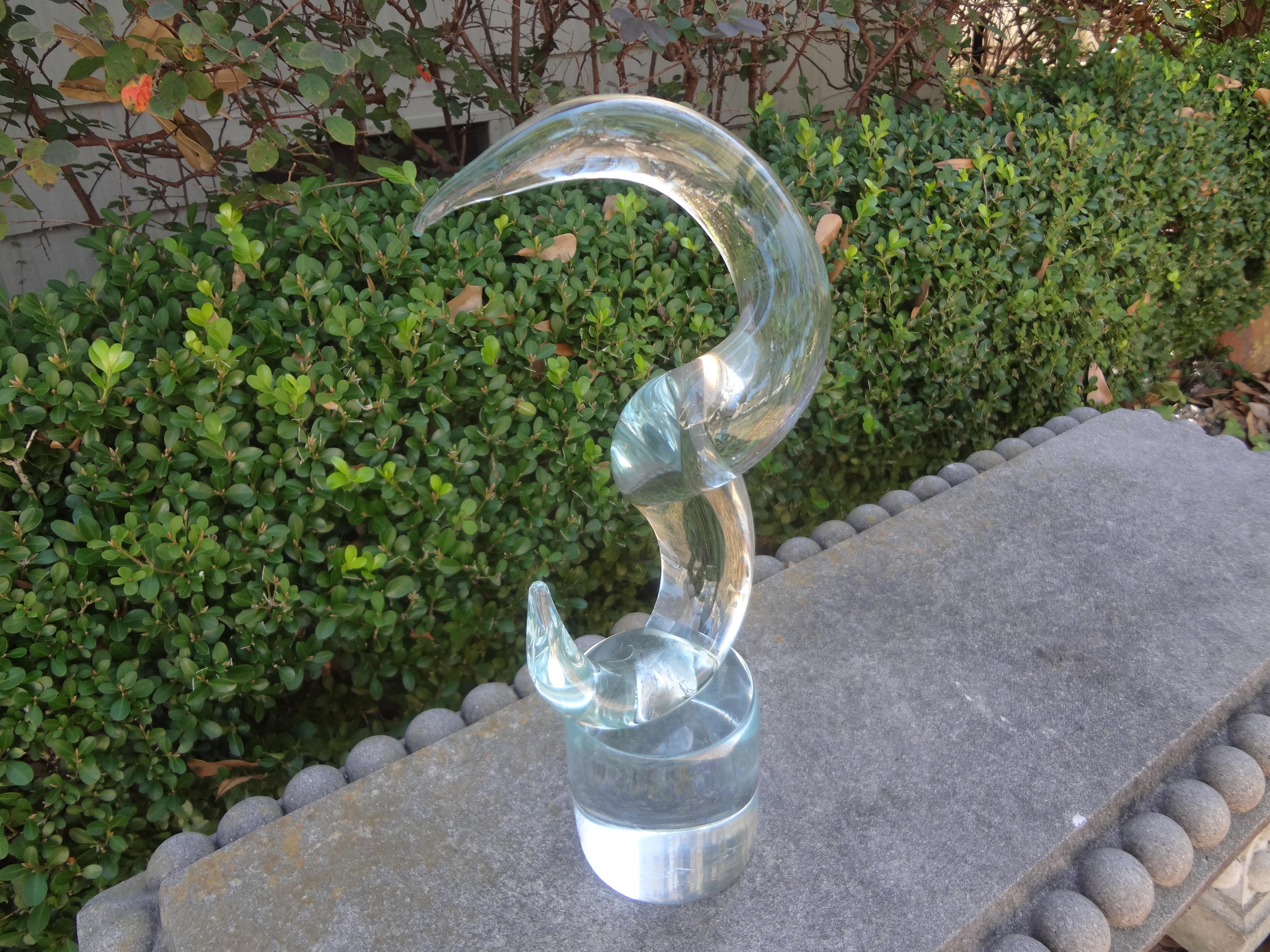 Unknown Abstract Modernist Glass Sculpture Signed D'este Bruno For Sale