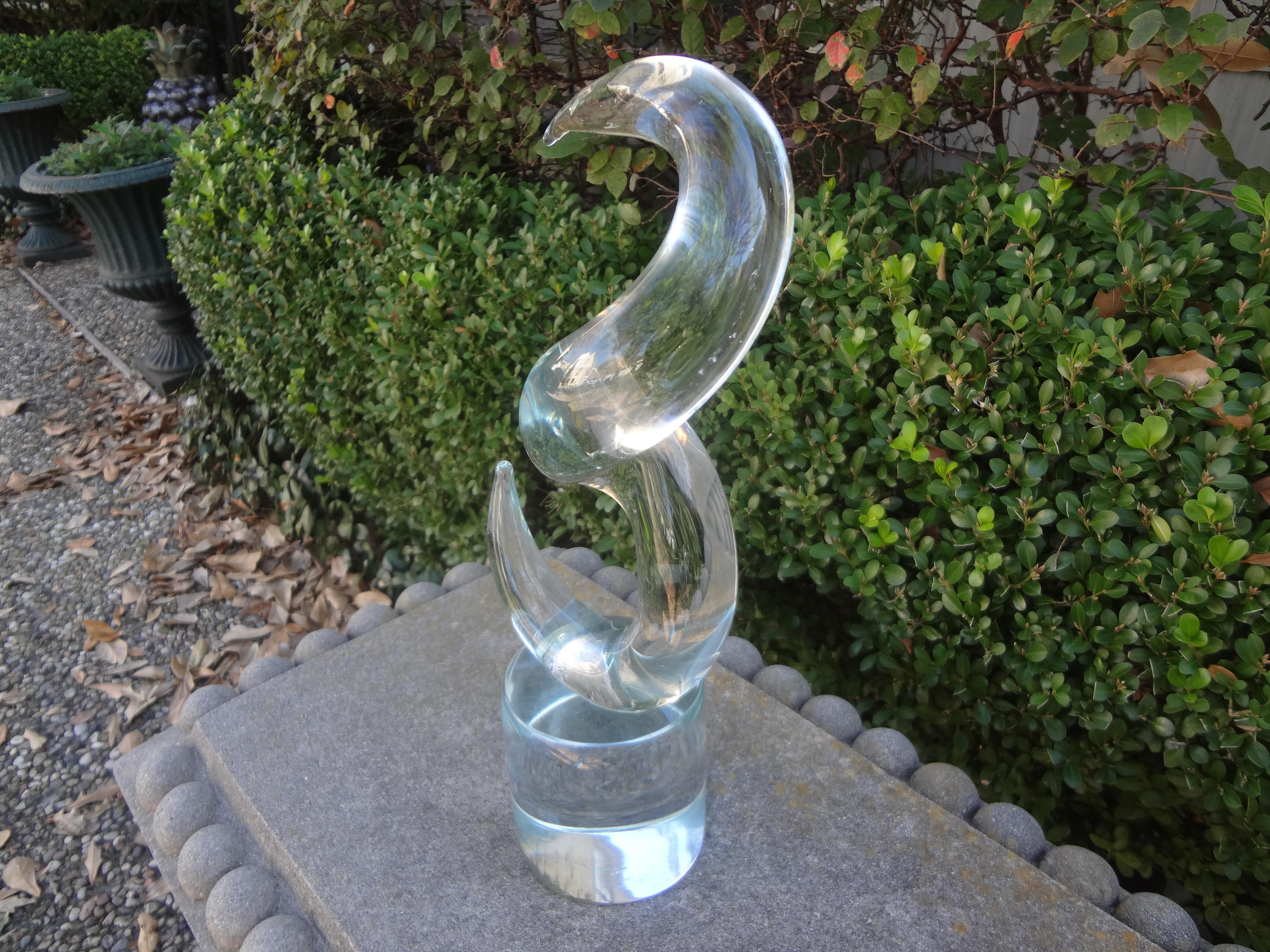 Abstract Modernist Glass Sculpture Signed D'este Bruno In Good Condition For Sale In Houston, TX