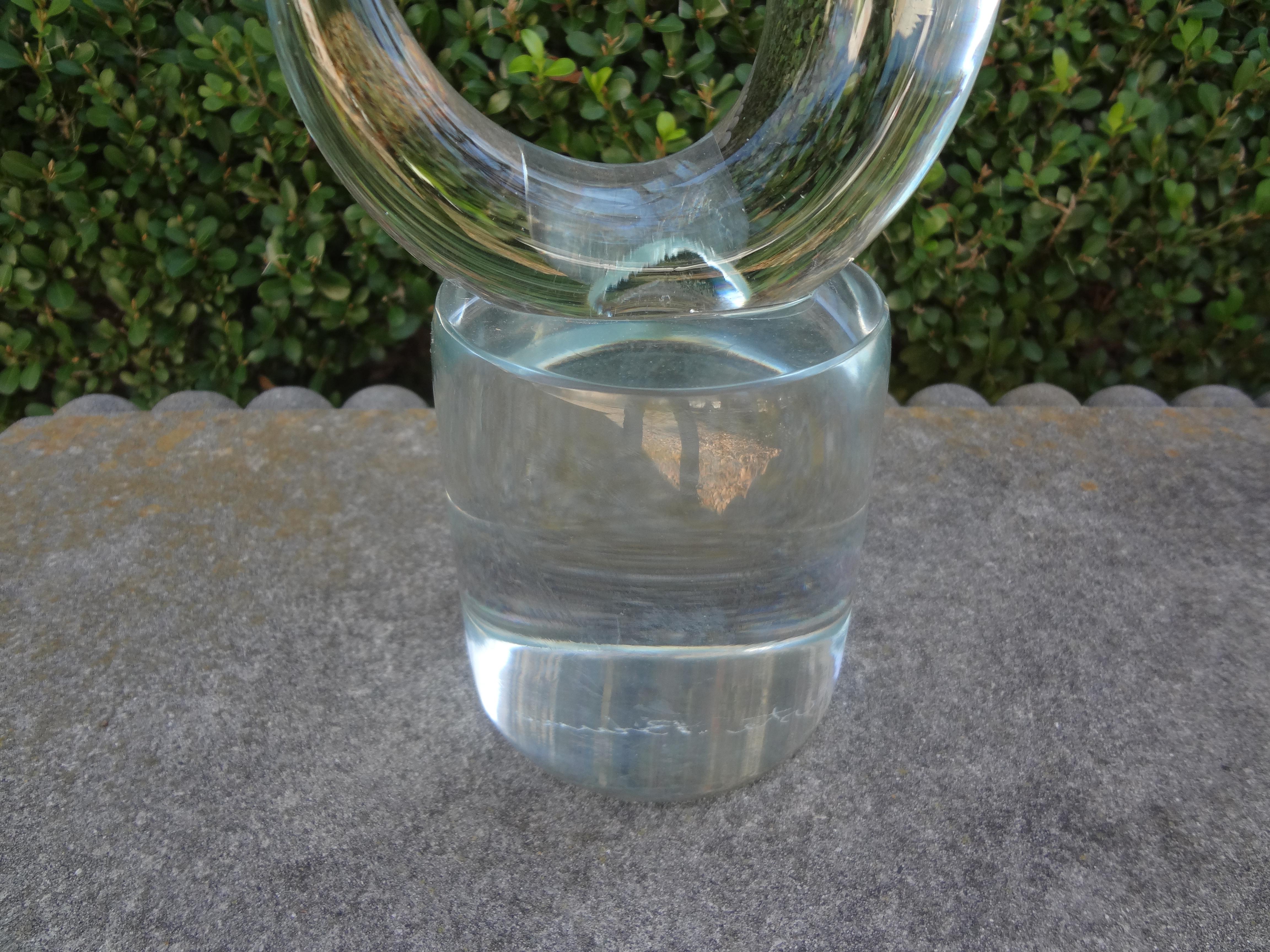 20th Century Abstract Modernist Glass Sculpture Signed D'este Bruno For Sale
