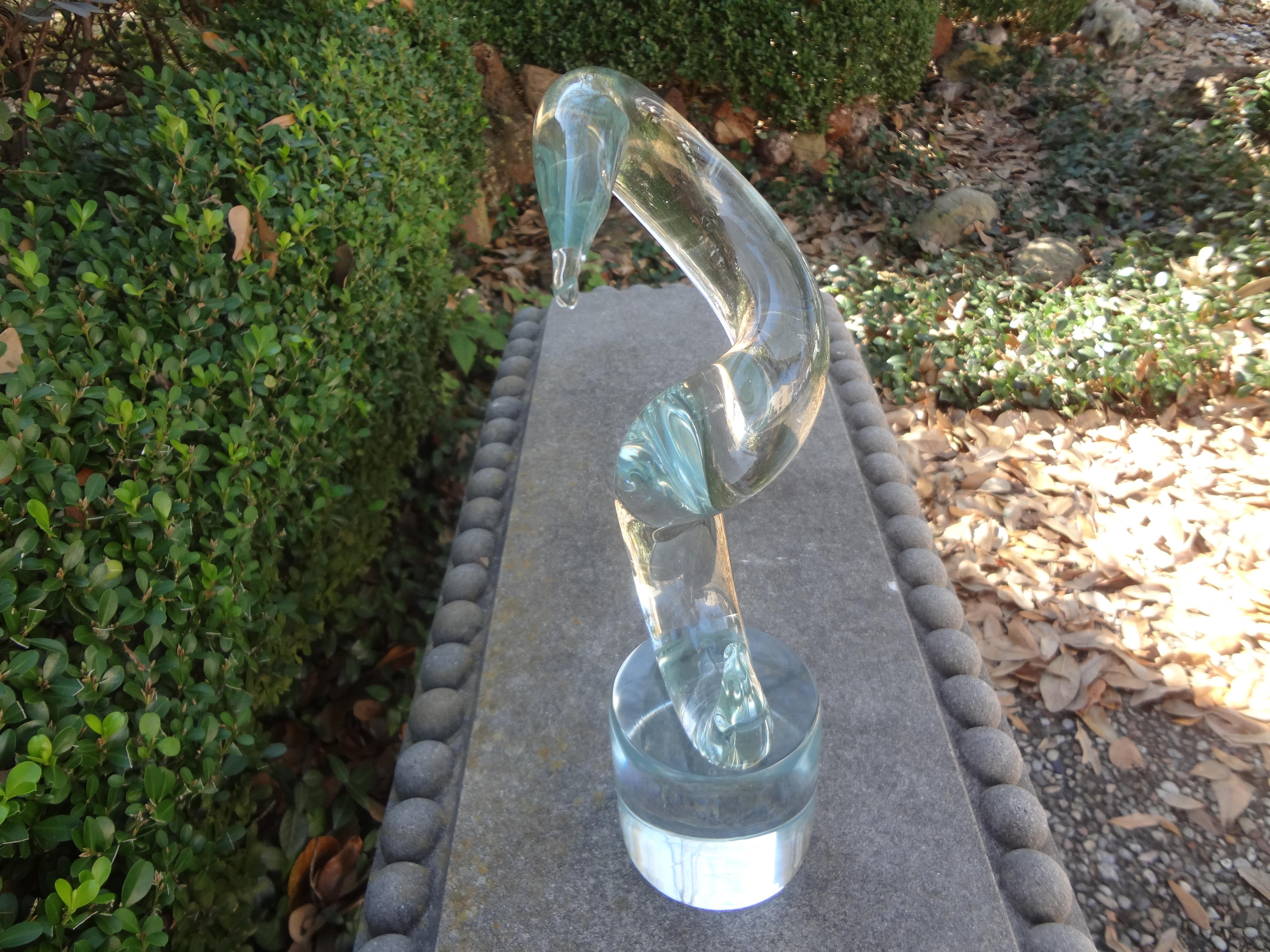 Abstract Modernist Glass Sculpture Signed D'este Bruno For Sale 2