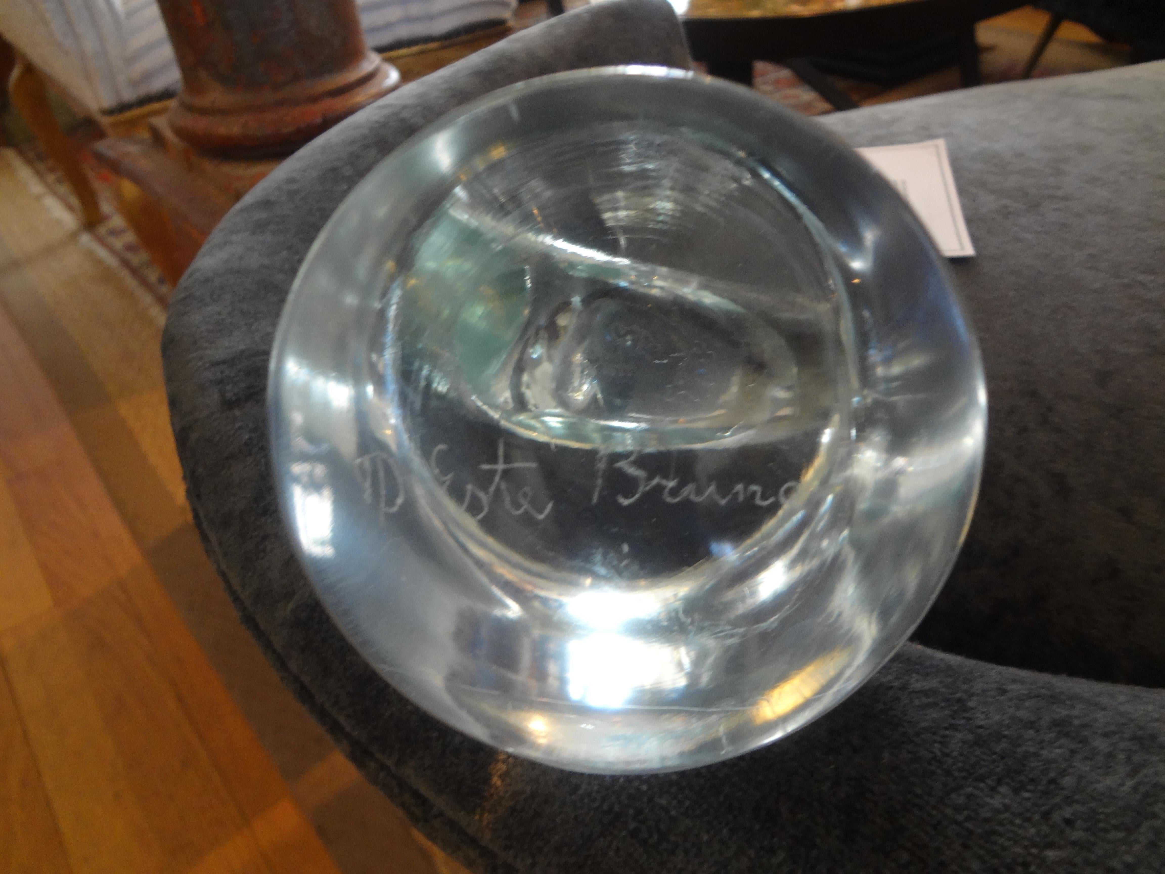 Abstract Modernist Glass Sculpture Signed D'este Bruno For Sale 3