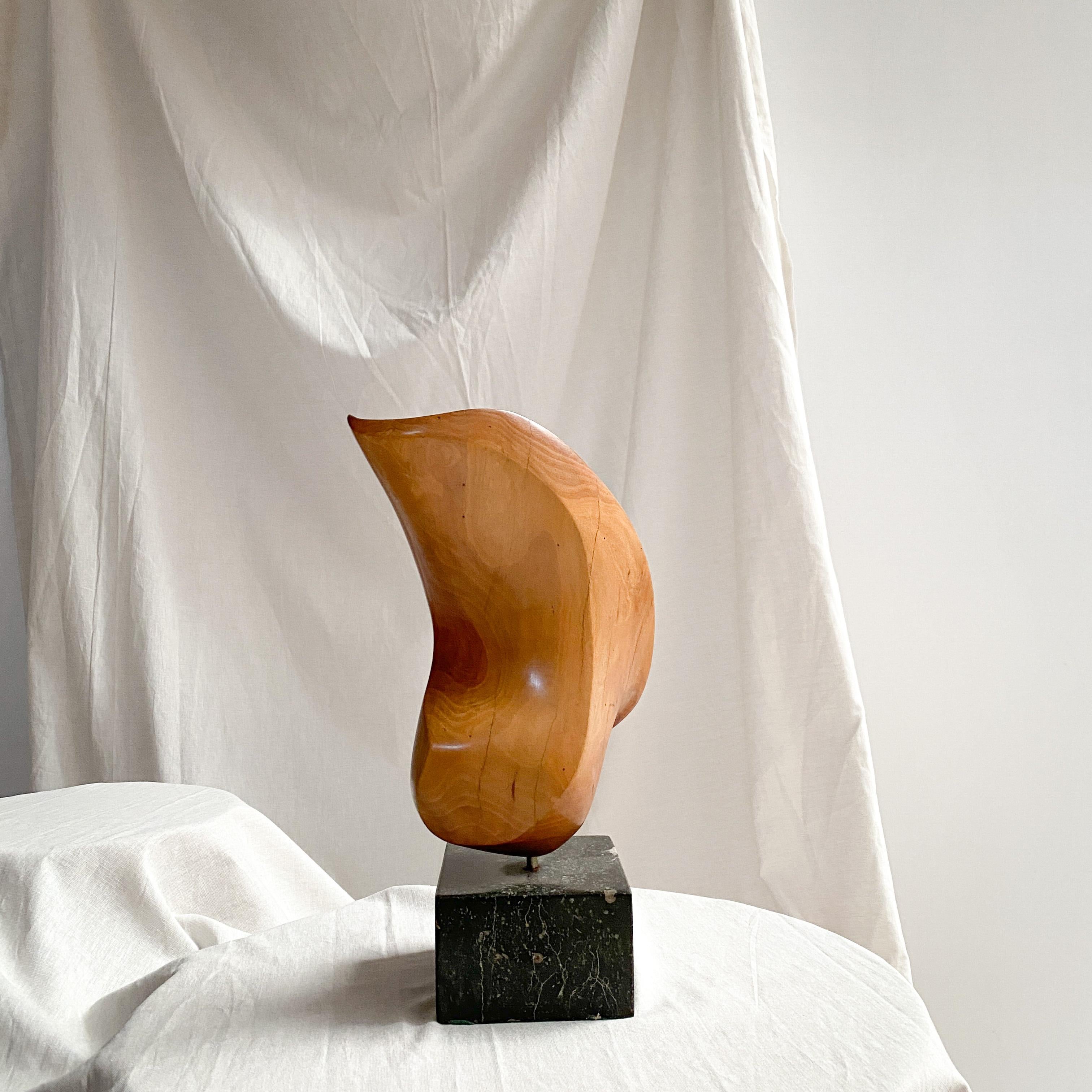 Hand-Carved ABSTRACT MODERNIST hand carved WOODEN SCULPTURE, 1970S WAVE