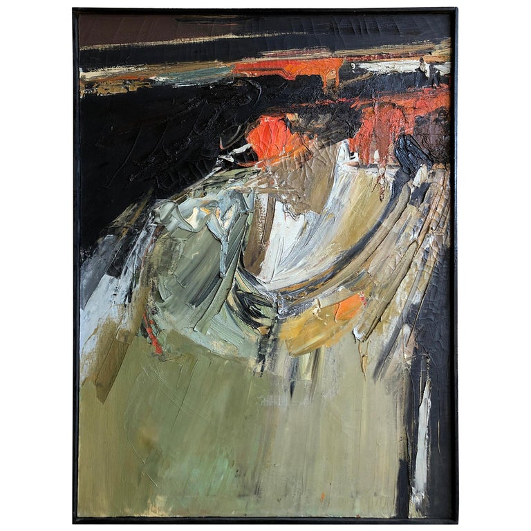 Abstract Modernist Impasto Oil on Canvas Painting by Meinke For Sale