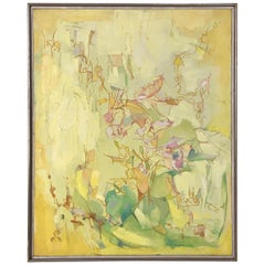 Abstract Modernist Oil Painting of Wildflowers by Elizabeth O'Malley circa 1960s