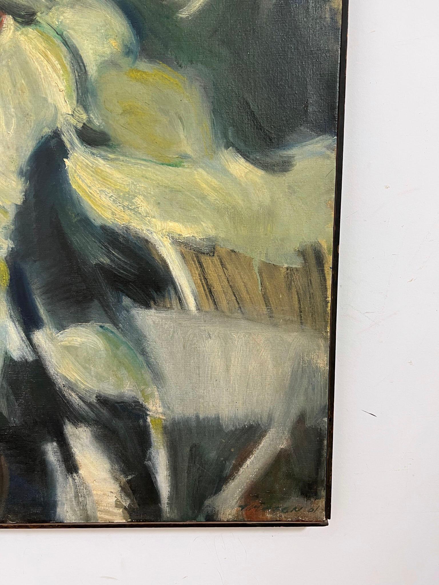 Mid-Century Modern Abstract Modernist Oil Signed McLaren. D. 1961 For Sale