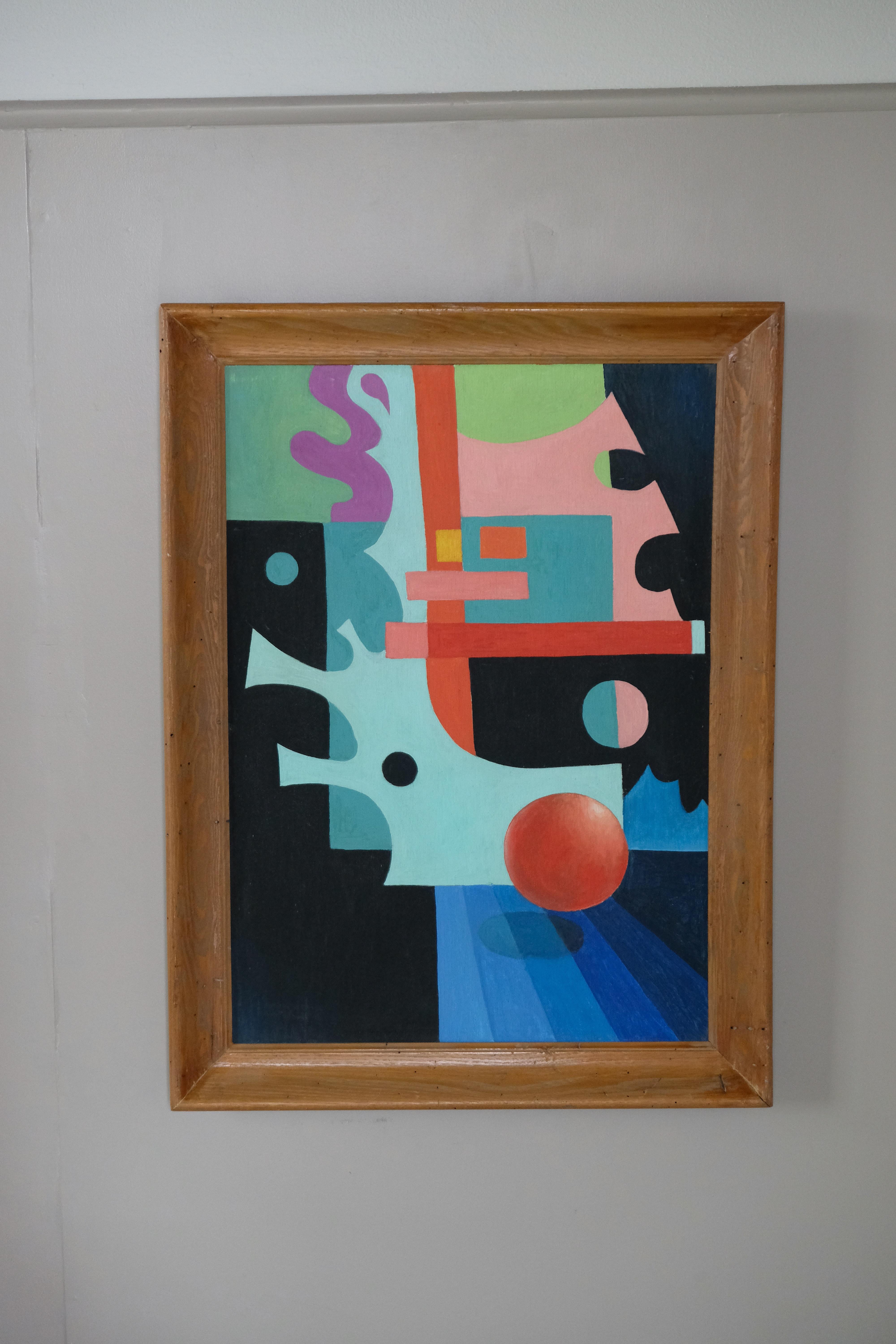 Geometric abstract by California artist Gerald Rowles (1929 - 2019), titled 