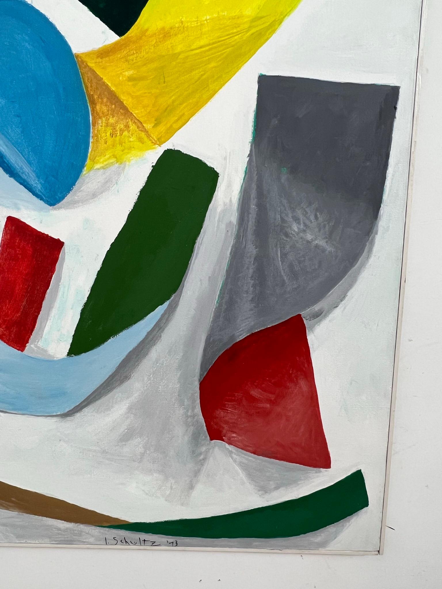 Abstraktes Gemälde der abstrakten Moderne von Irving Schultz D. 1973 im Zustand „Gut“ im Angebot in Peabody, MA