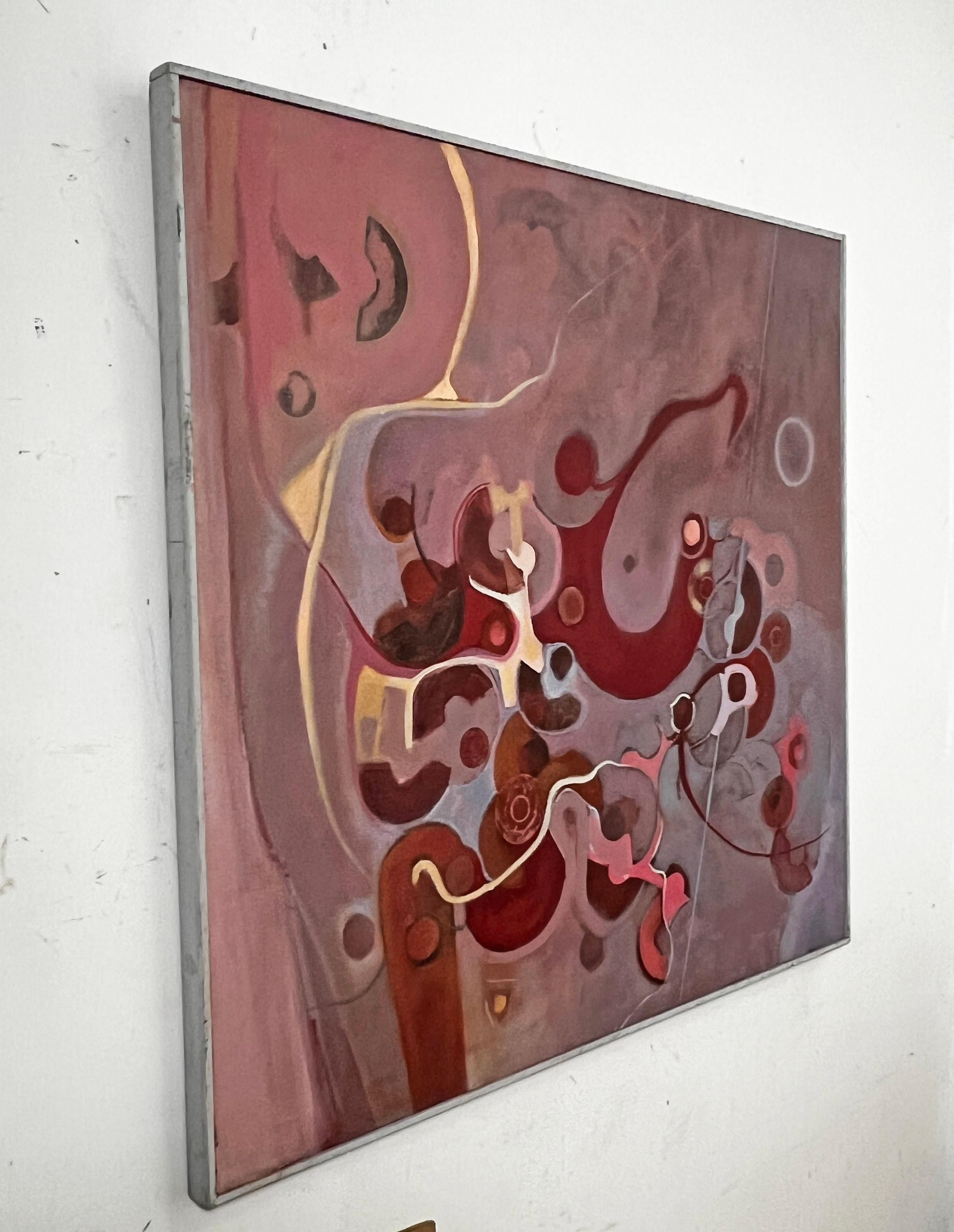 Abstract Modernist Painting by Lynn Runnells, Ca. 1960s For Sale 4