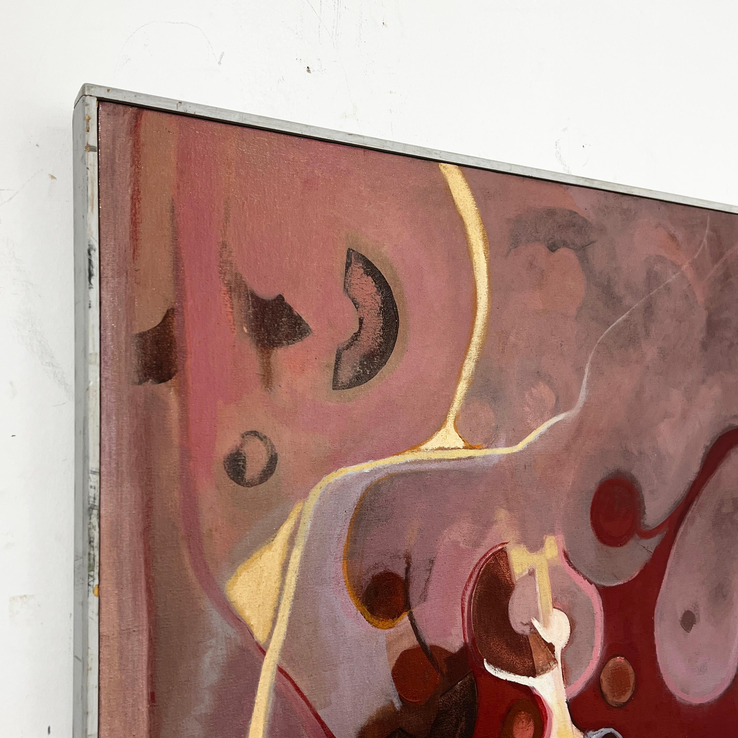 Abstract Boston School painting circa 1970s, by Massachusetts artist Lynn Runnells.