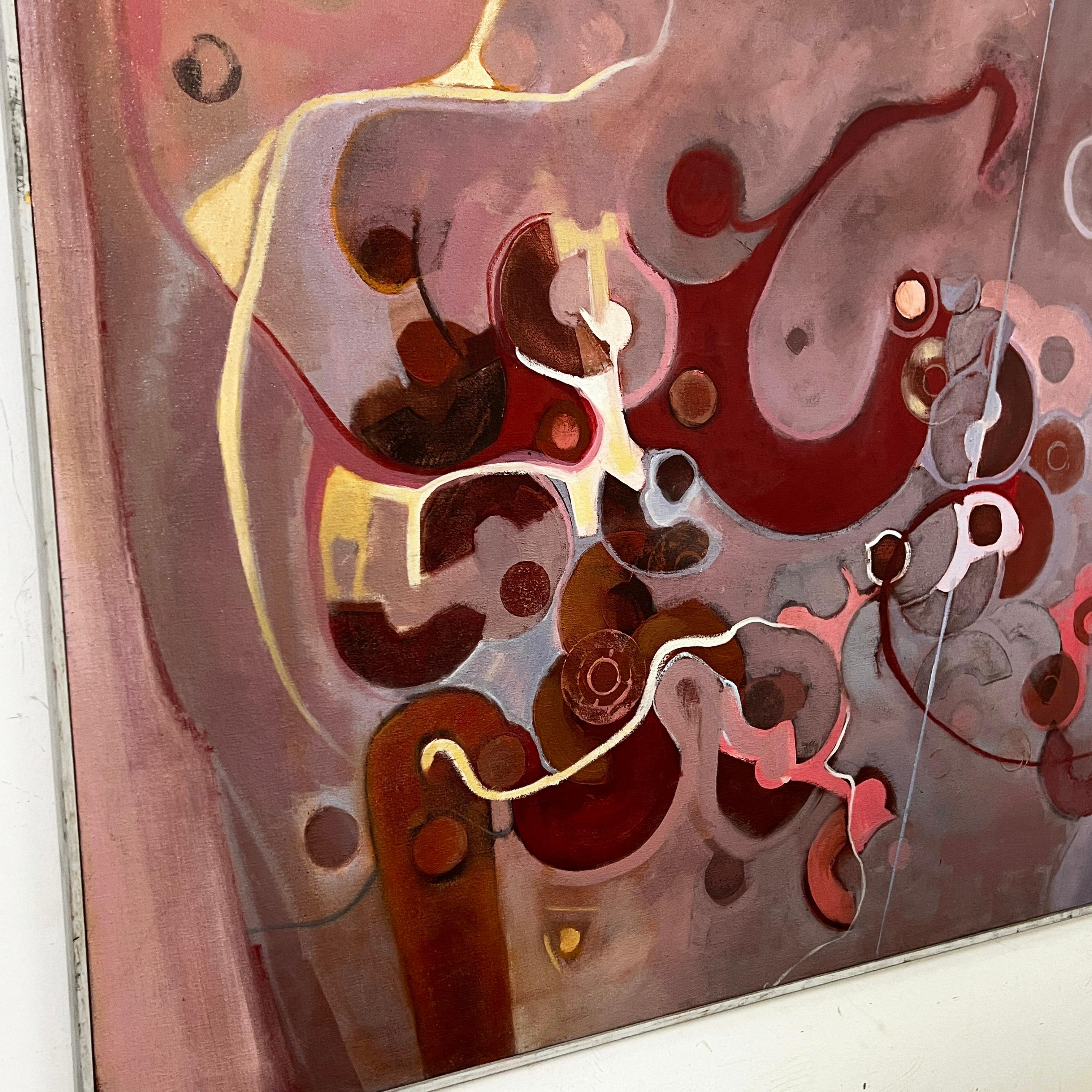Mid-Century Modern Abstract Modernist Painting by Lynn Runnells, Ca. 1960s For Sale