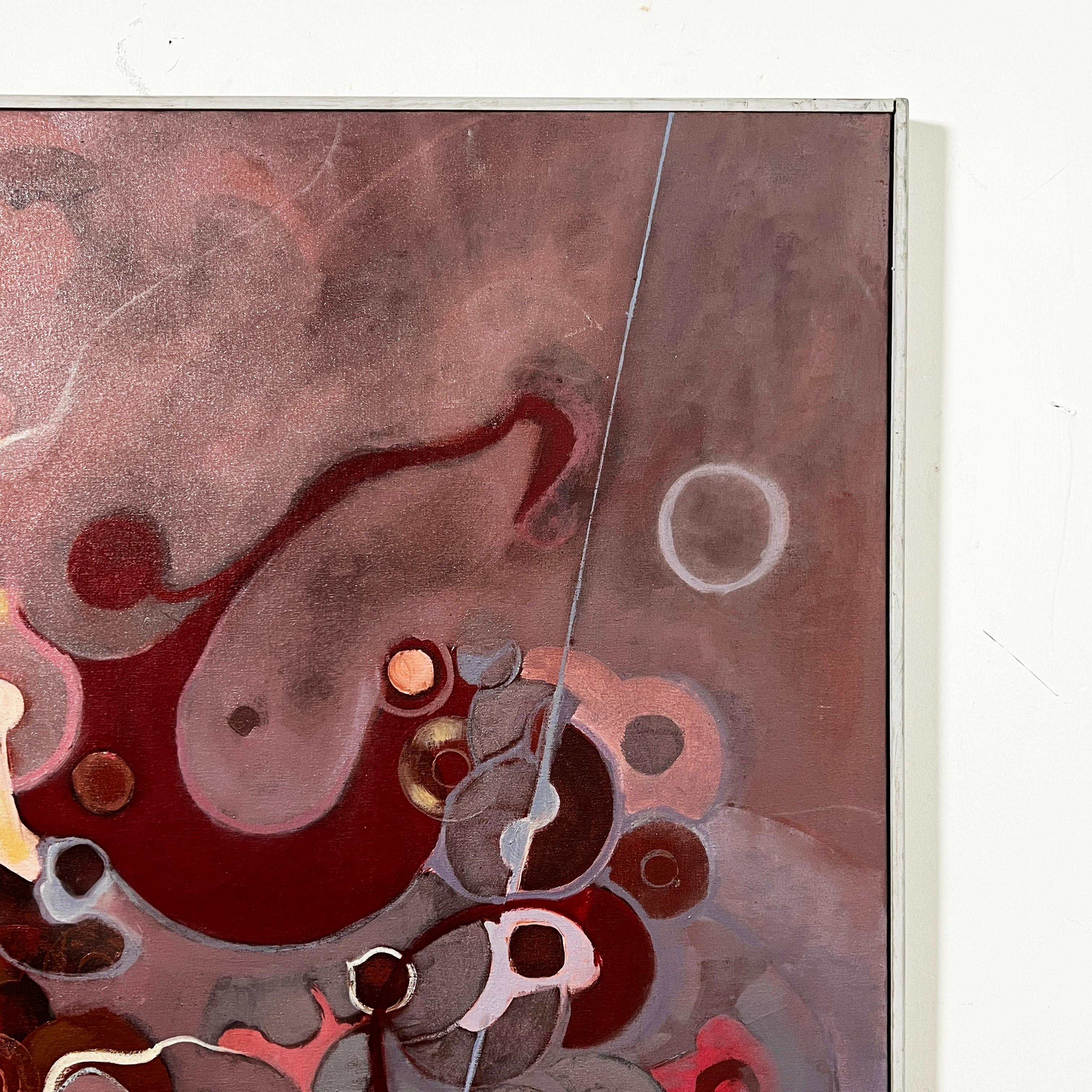 Abstract Modernist Painting by Lynn Runnells, Ca. 1960s In Good Condition For Sale In Peabody, MA