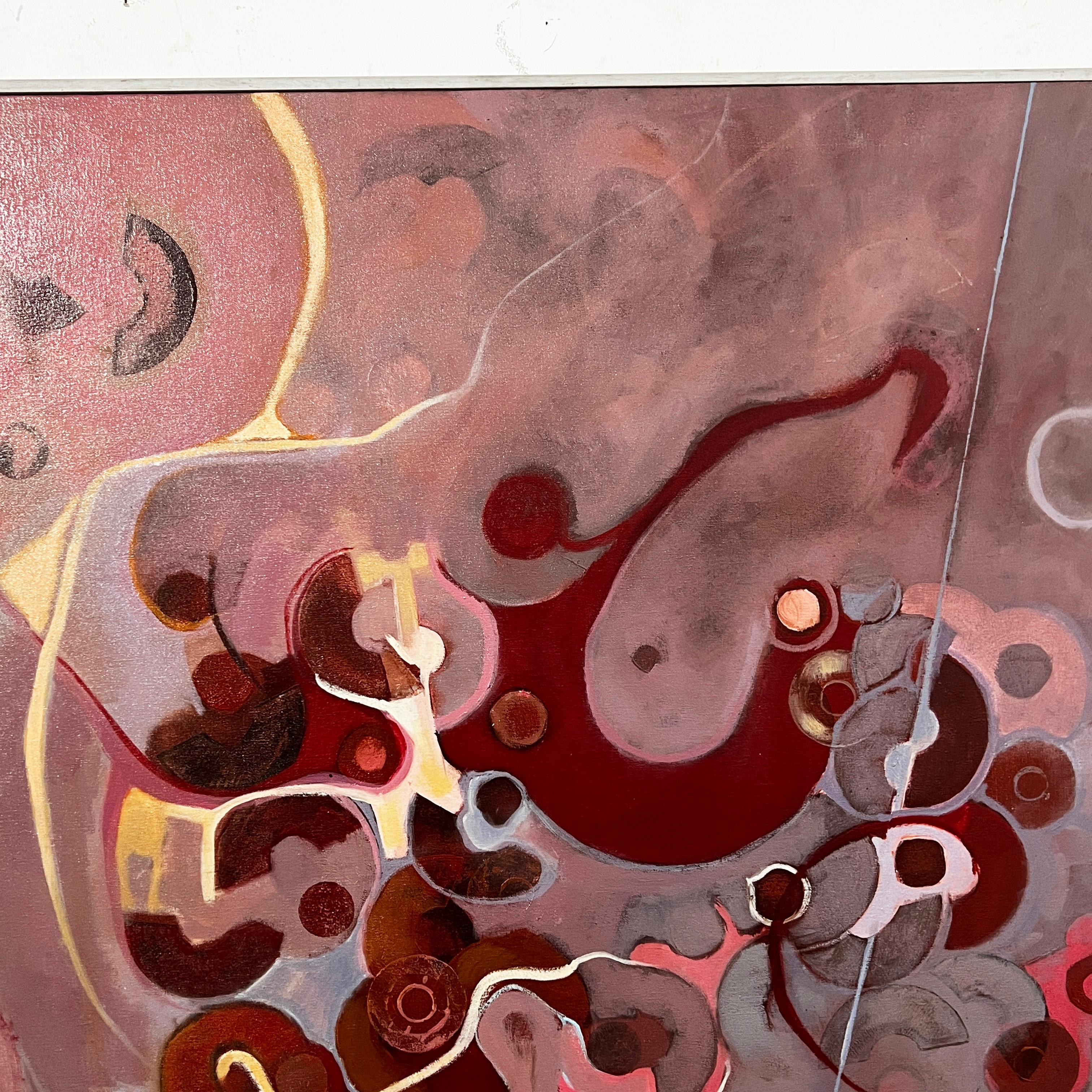 Mid-20th Century Abstract Modernist Painting by Lynn Runnells, Ca. 1960s For Sale