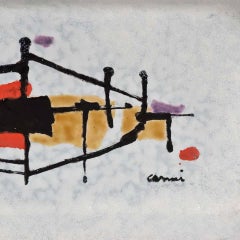 1950er Emaille Tablett Modernist Kunstwerk Eugenio Carmi Italien