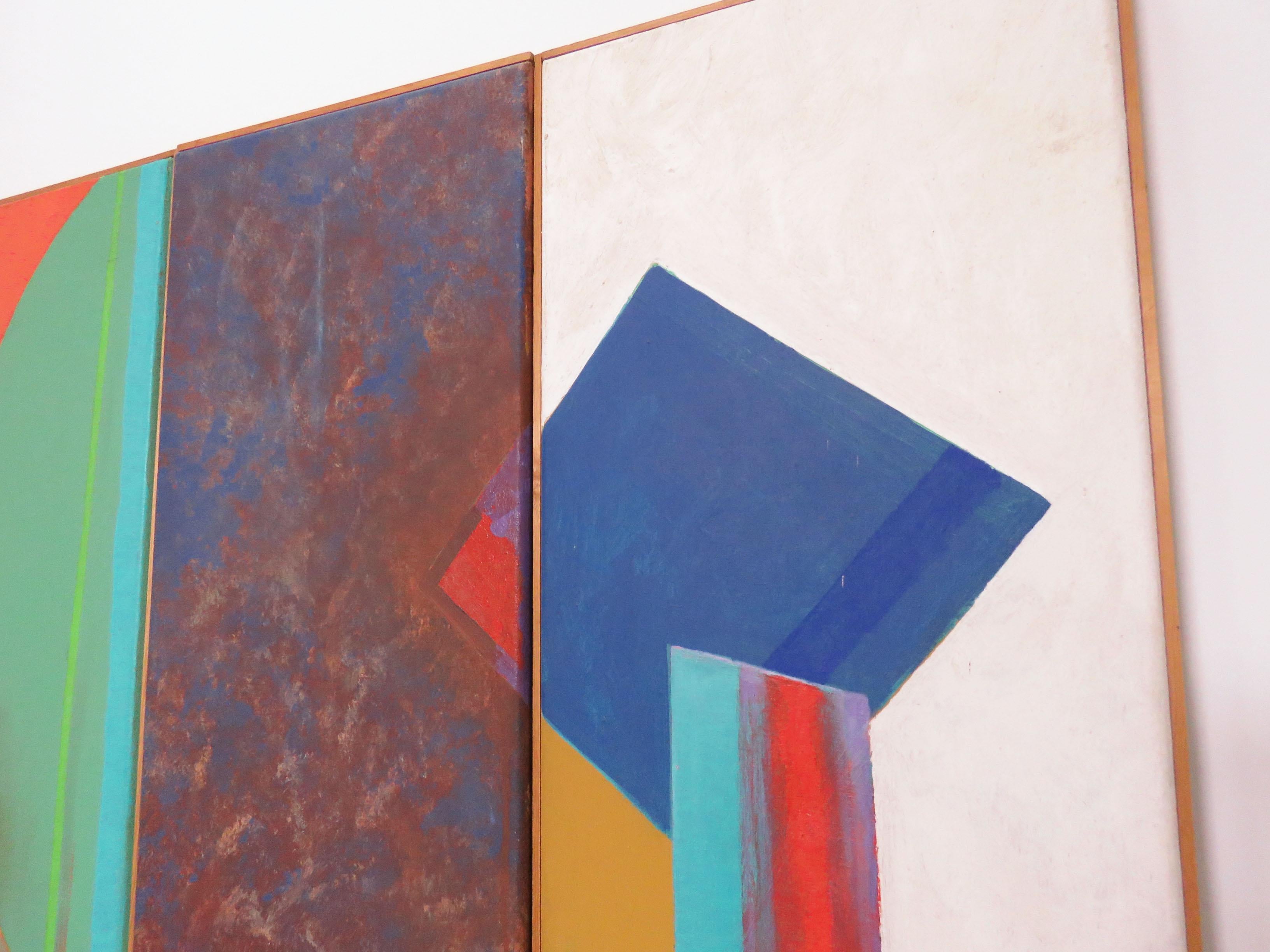 Abstract Modernist Triptych Paintings by Jack Wolfe, circa 1960s 2