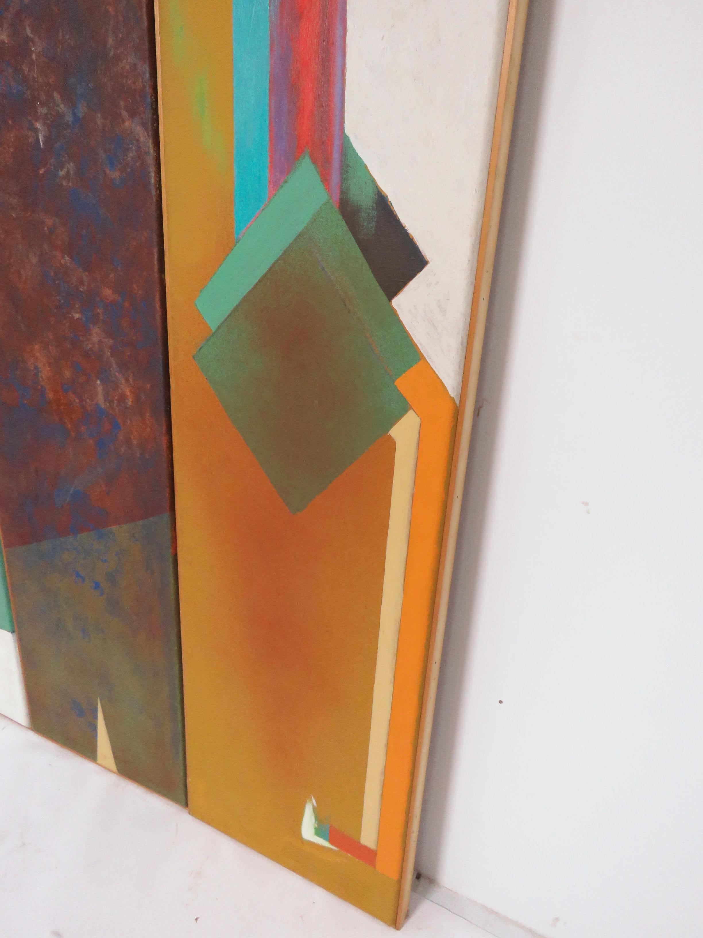 Abstract Modernist Triptych Paintings by Jack Wolfe, circa 1960s 3