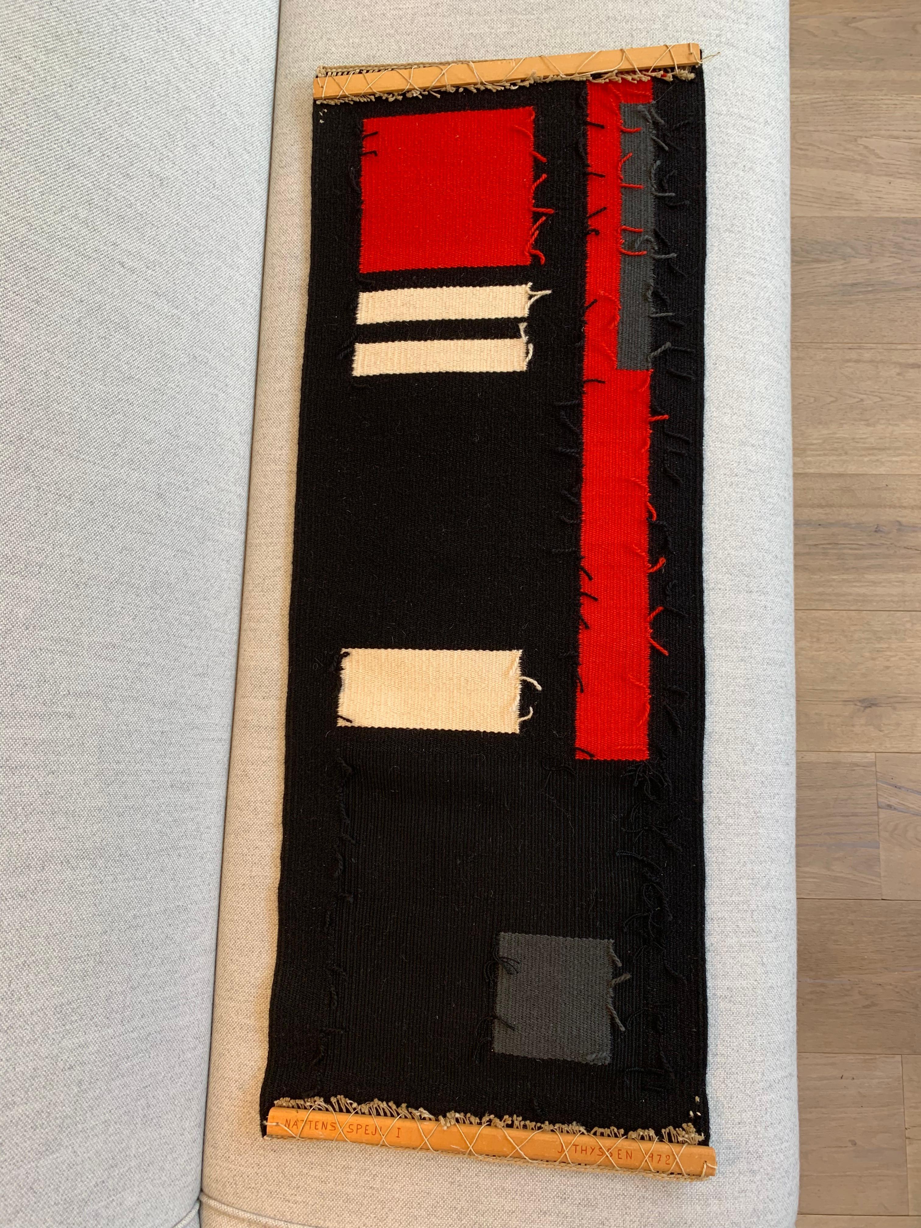 20th Century Abstract Modernist Wall Tapestry by Jette Thyssen Signed & Dated 1972, De Stijl