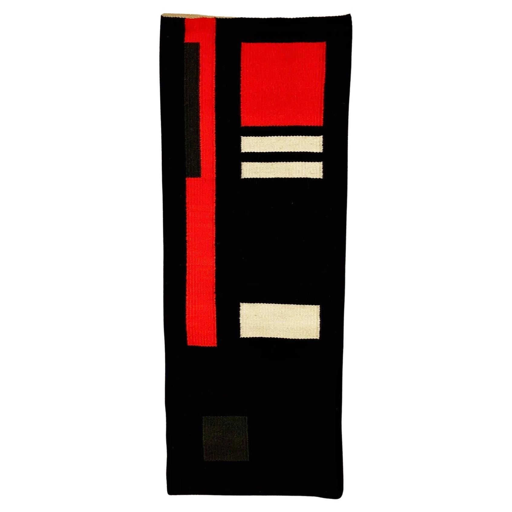 Abstract Modernist Wall Tapestry by Jette Thyssen Signed & Dated 1972, De Stijl
