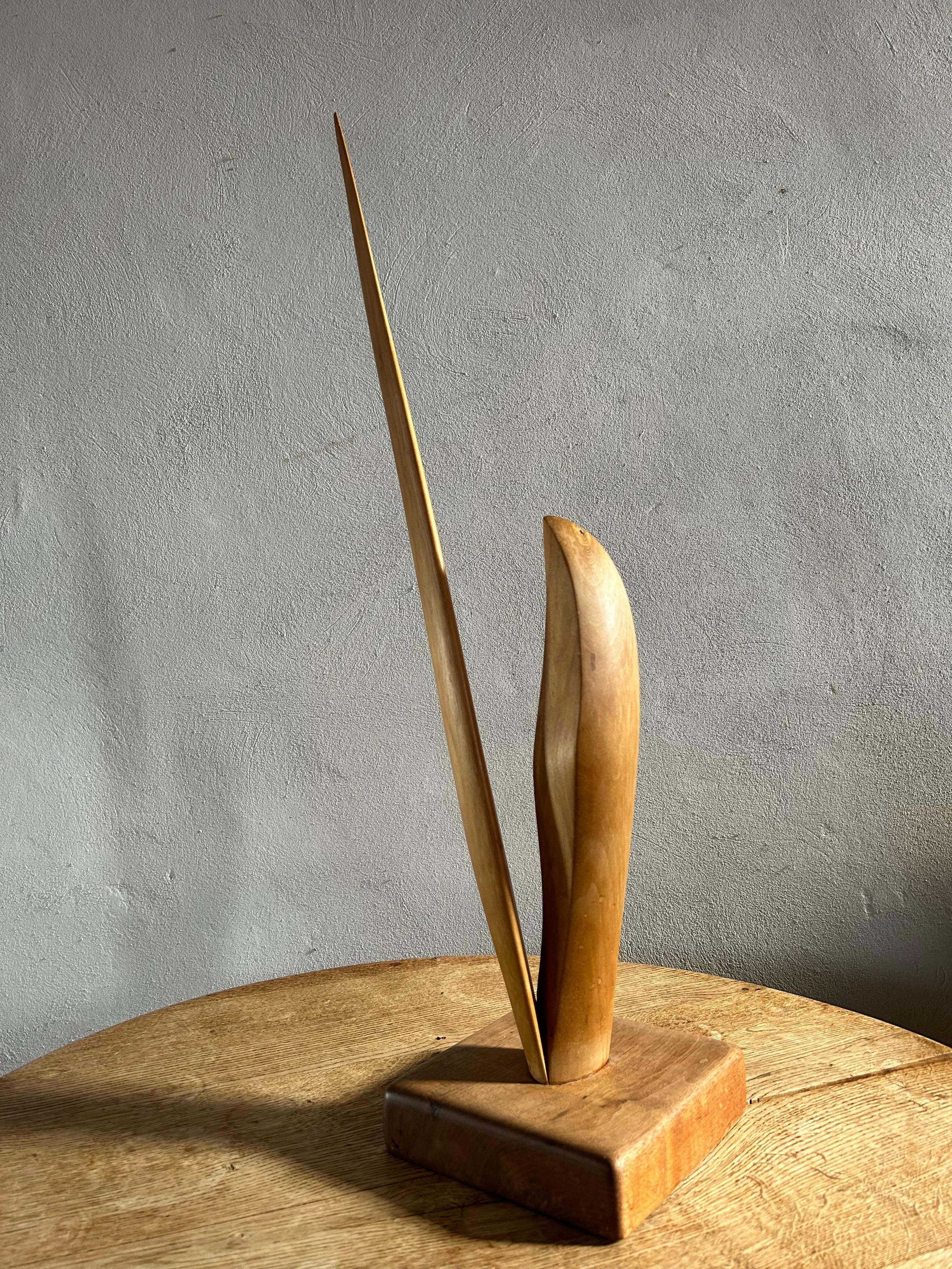 Abstract Modernist Wooden Sculpture, Sweden 1977 In Good Condition For Sale In Valby, 84