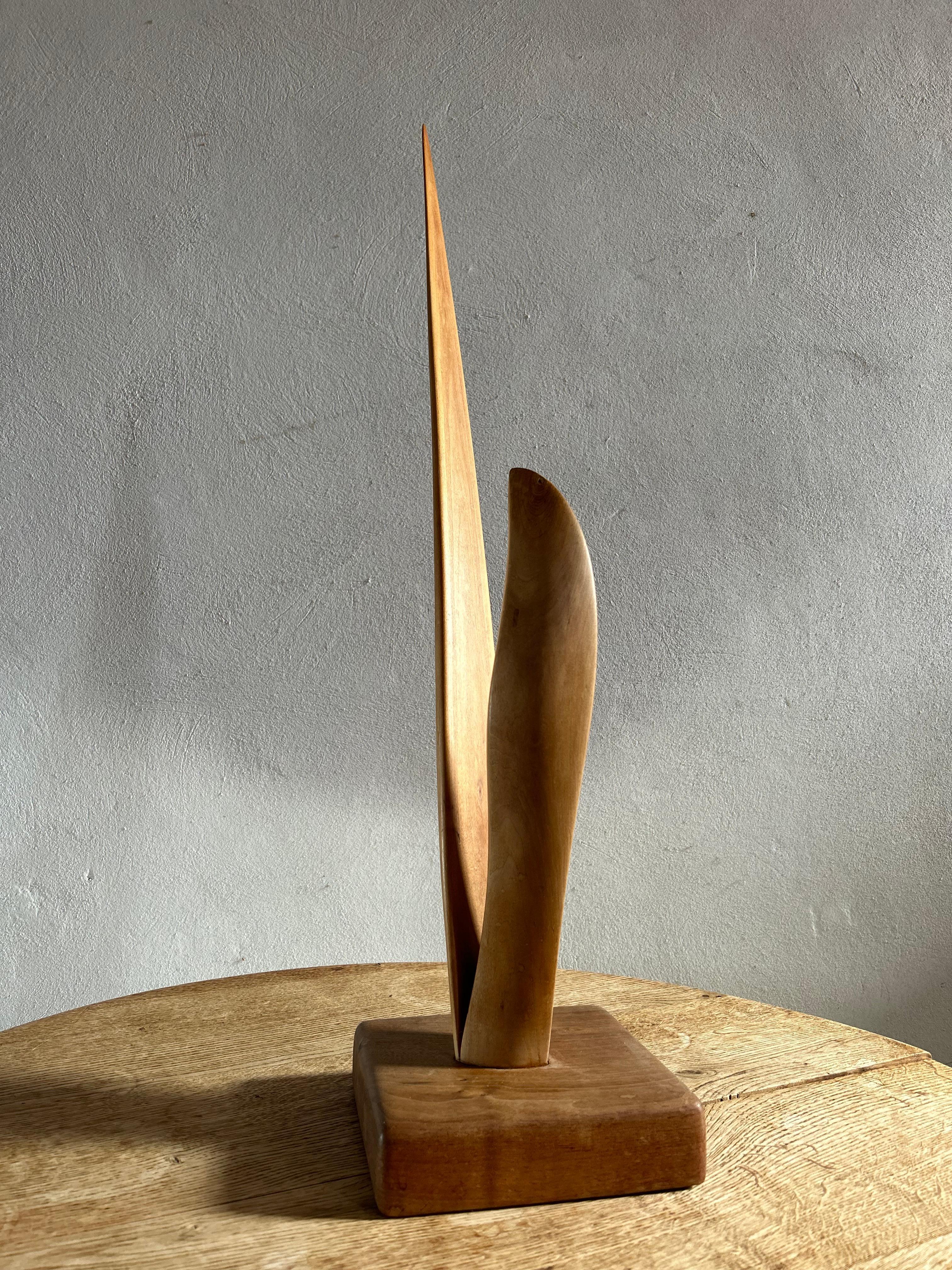 Beech Abstract Modernist Wooden Sculpture, Sweden 1977 For Sale