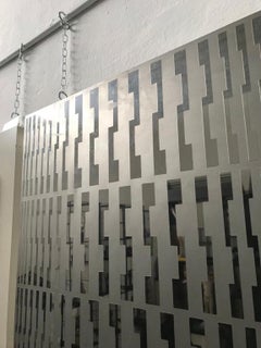 Italy Mid-Century Modern Abstract Mirrored Frosted Stainless Steel Wall Panel