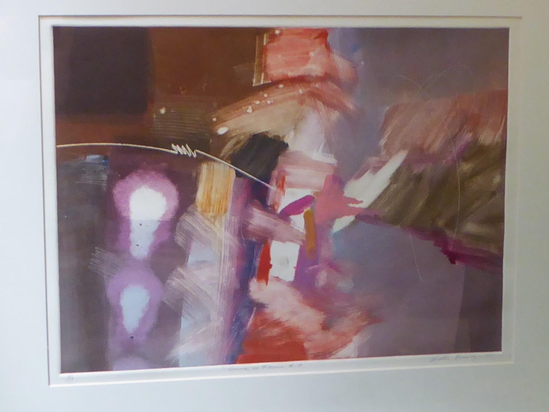 American Abstract Monotype by Victor Gomez 1985 Acrylic Frame  For Sale