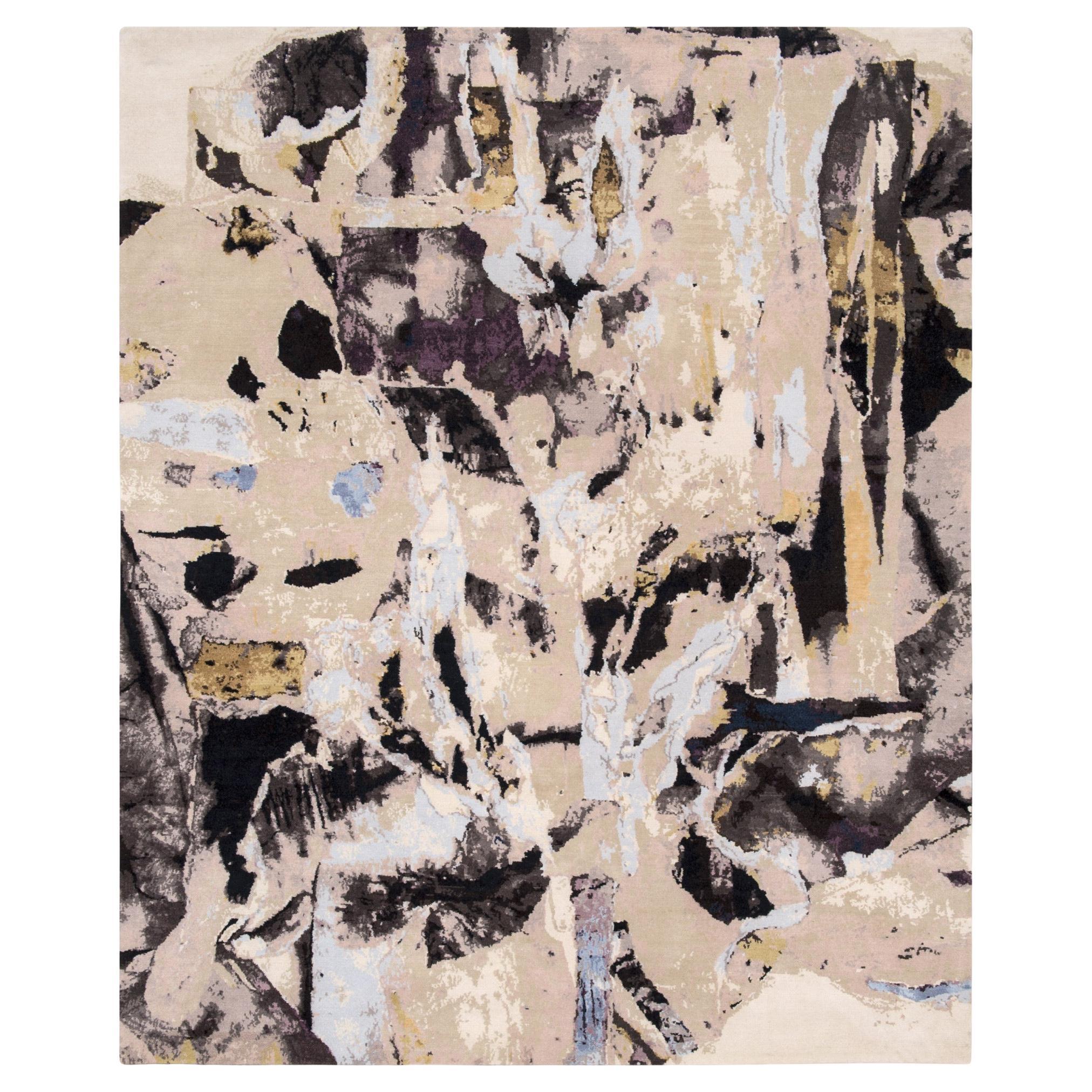 Montage - Knots Rugs, Hand-Knotted Abstract Design, Wool & Silk, Contemporary