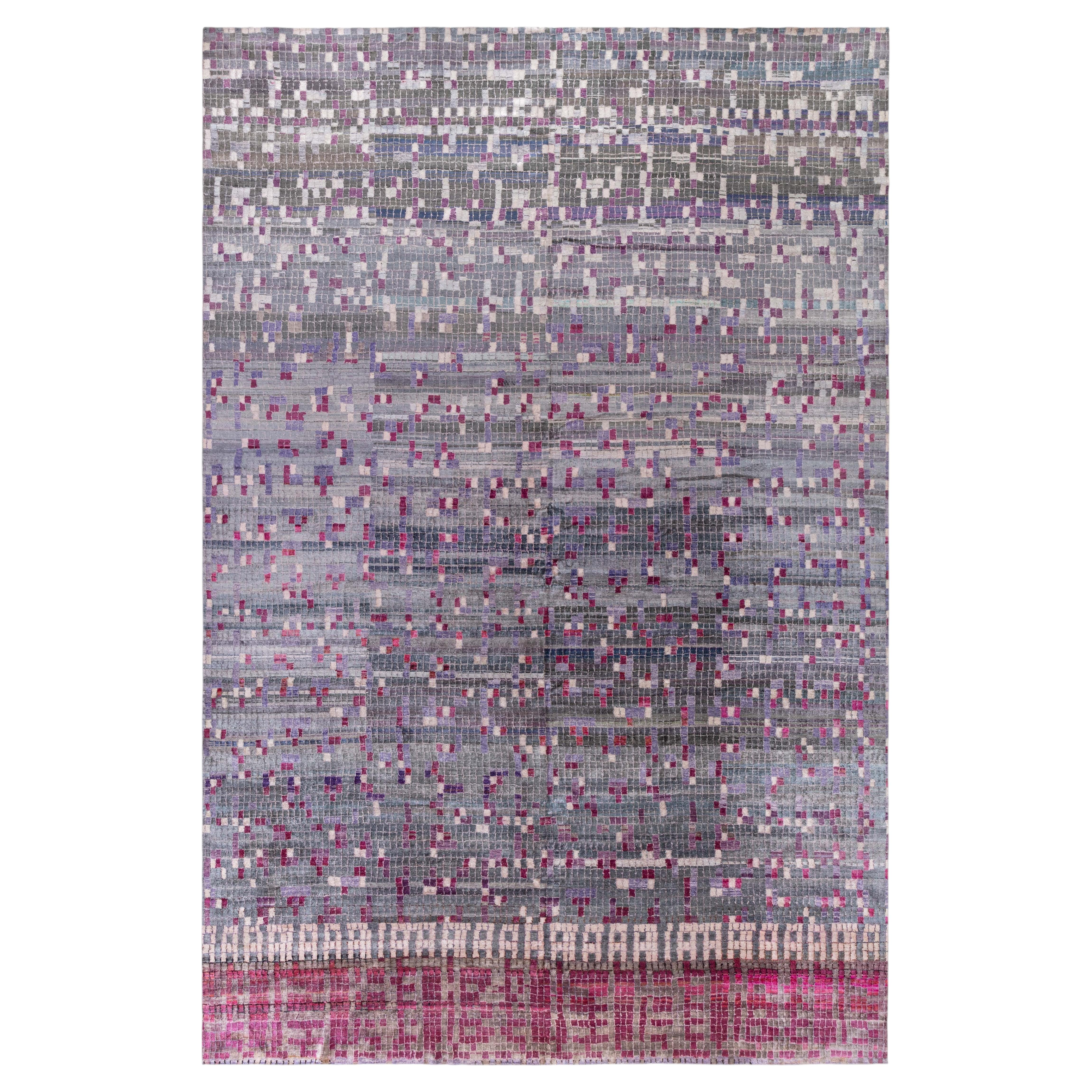 Abstract Mosaic Pixel Pattern Modern Rug "Pool Tile" Designed By Brett Beldock