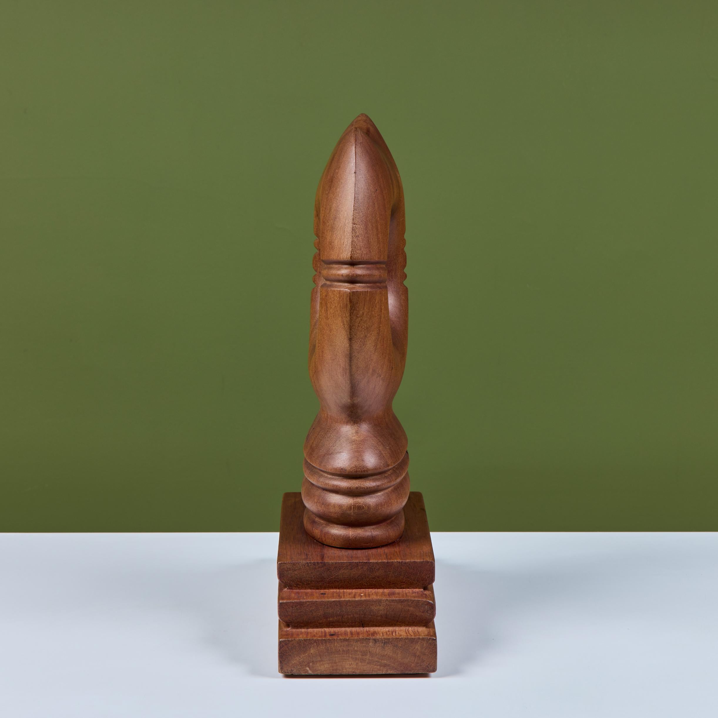 Hand-Carved Abstract Mounted Cat Sculpture For Sale