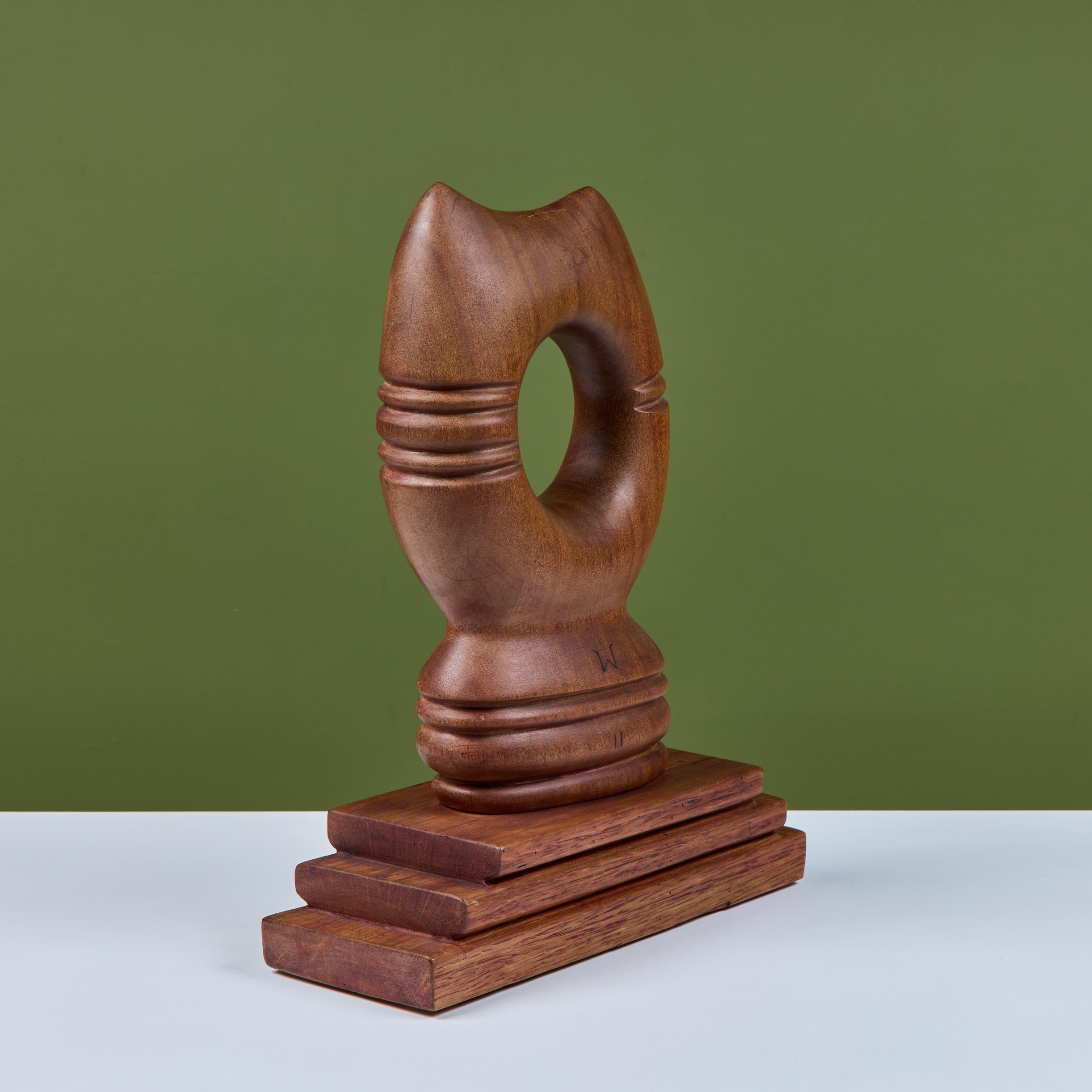 Wood Abstract Mounted Cat Sculpture For Sale