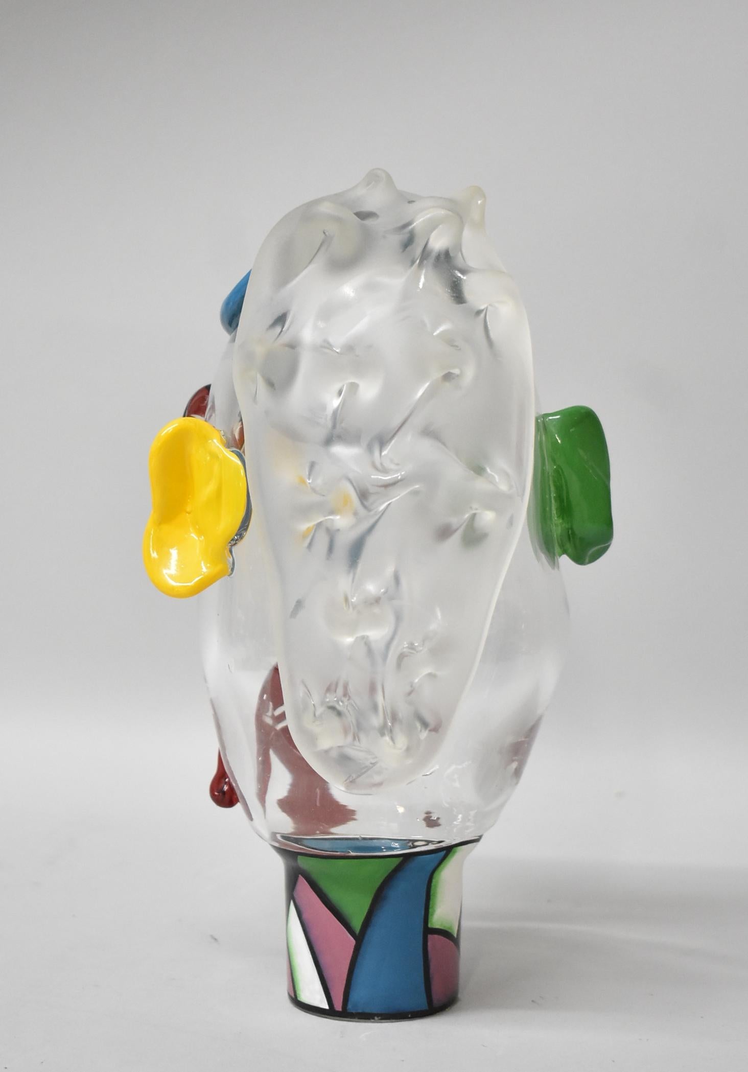 Mid-Century Modern Abstract Murano Art Glass Picasso Style Figural Multicolored Face