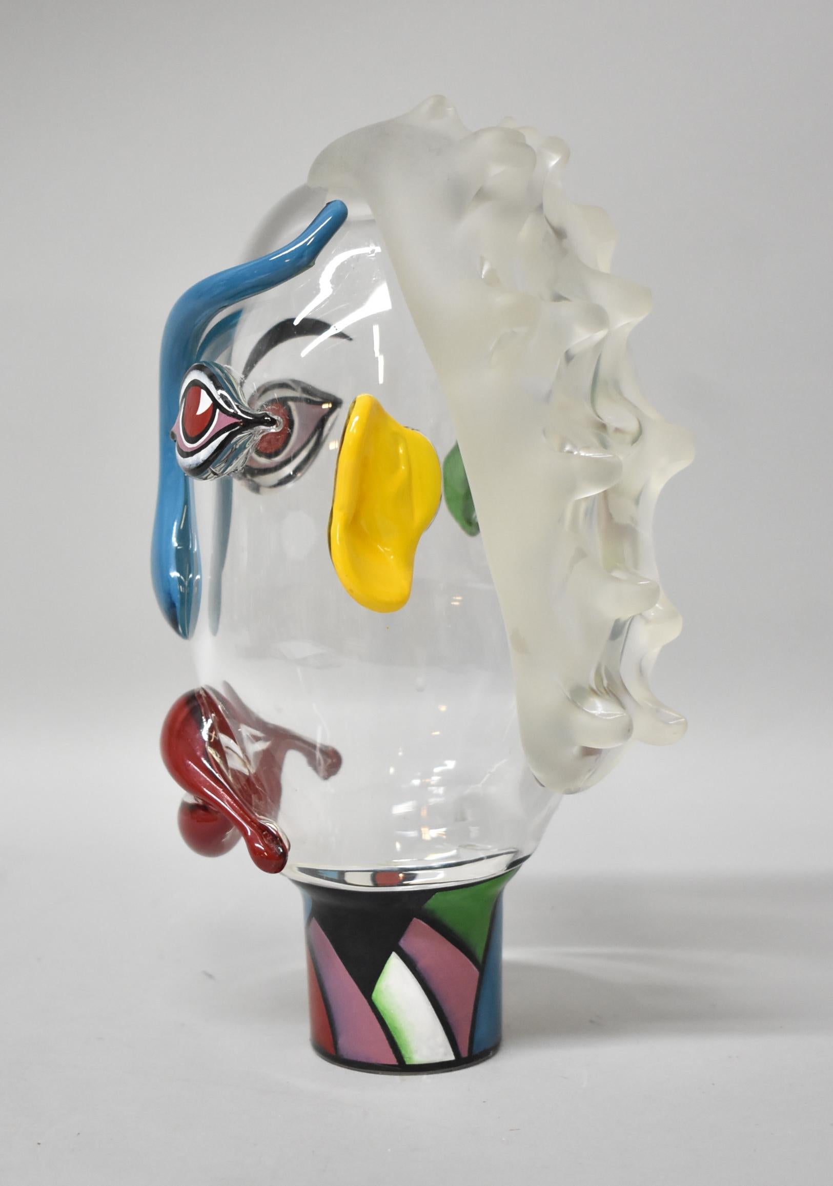 Unknown Abstract Murano Art Glass Picasso Style Figural Multicolored Face