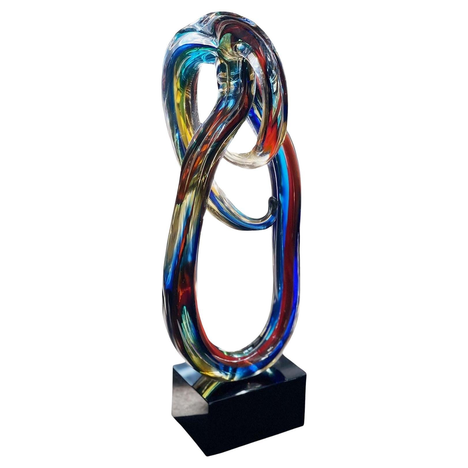 Mehrfarbige abstrakte Muranoglas-Skulptur von Sergio Costantini im Angebot