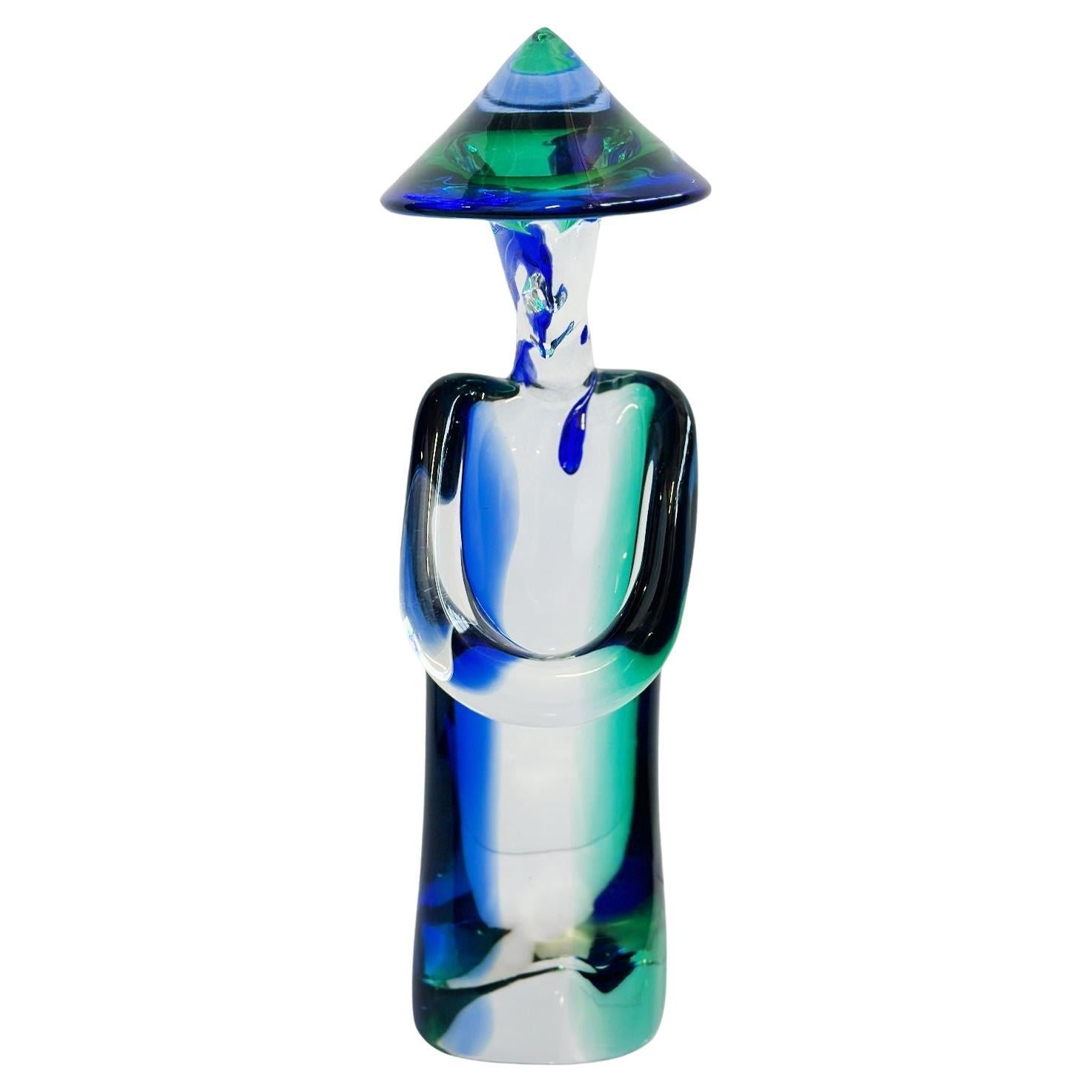Escultura abstracta de cristal de Murano de un chino de Seguso