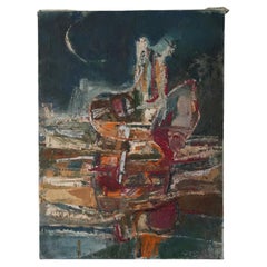 Vintage Abstract Night Scene with Moon