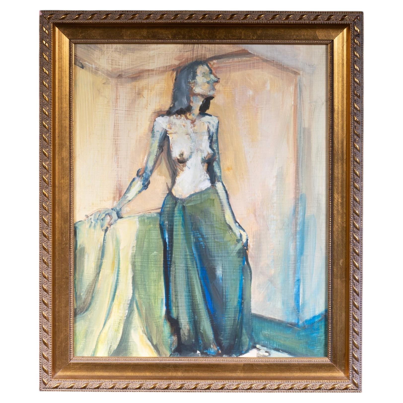 Abstract Nude, Acrylic on Board For Sale