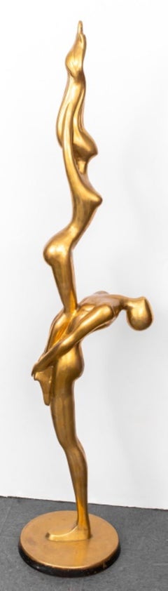 Abstract Nude Couple Gilt Metal Sculpture, 1970s