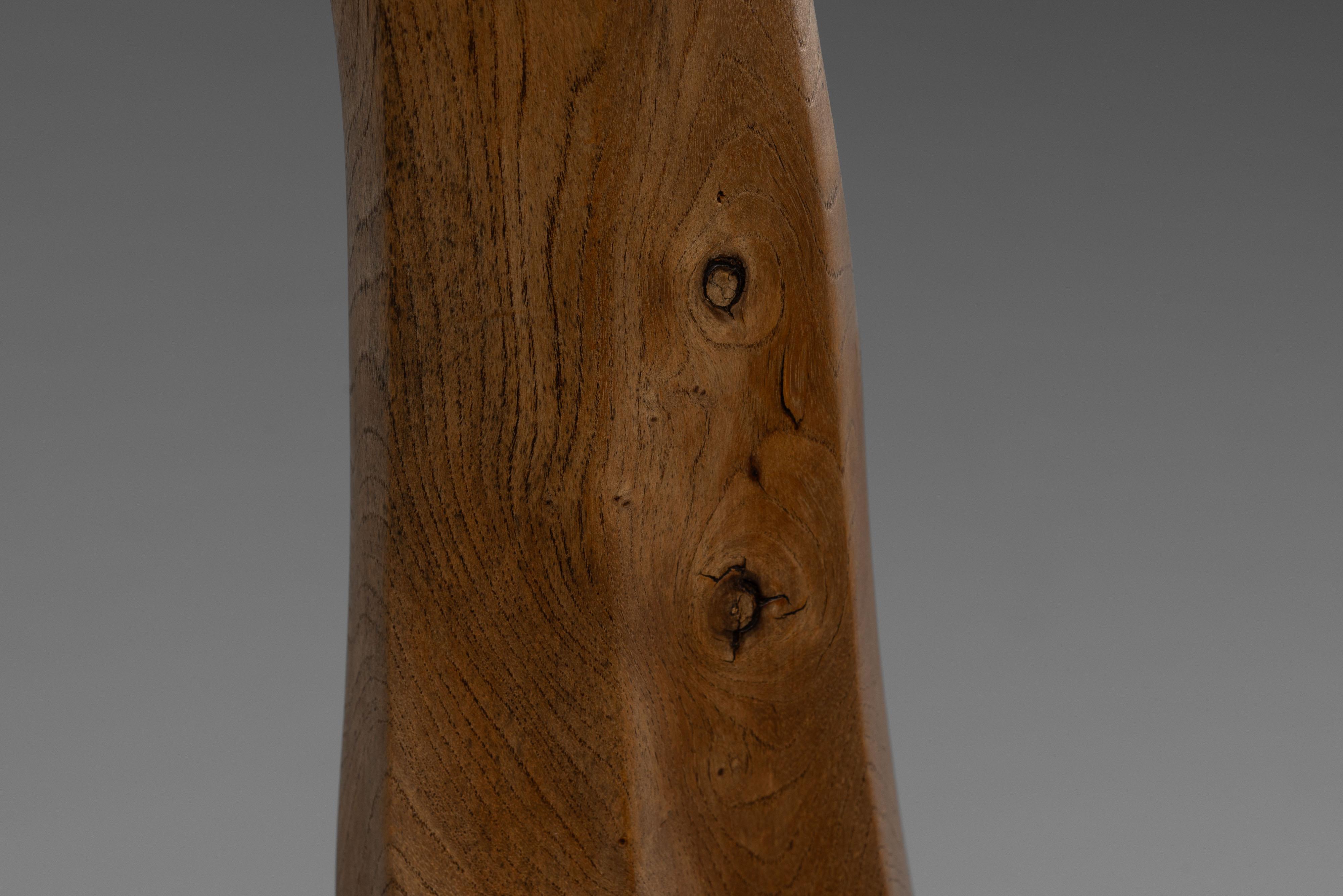 Abstract oak sculpture signed LM France 1960 For Sale 4