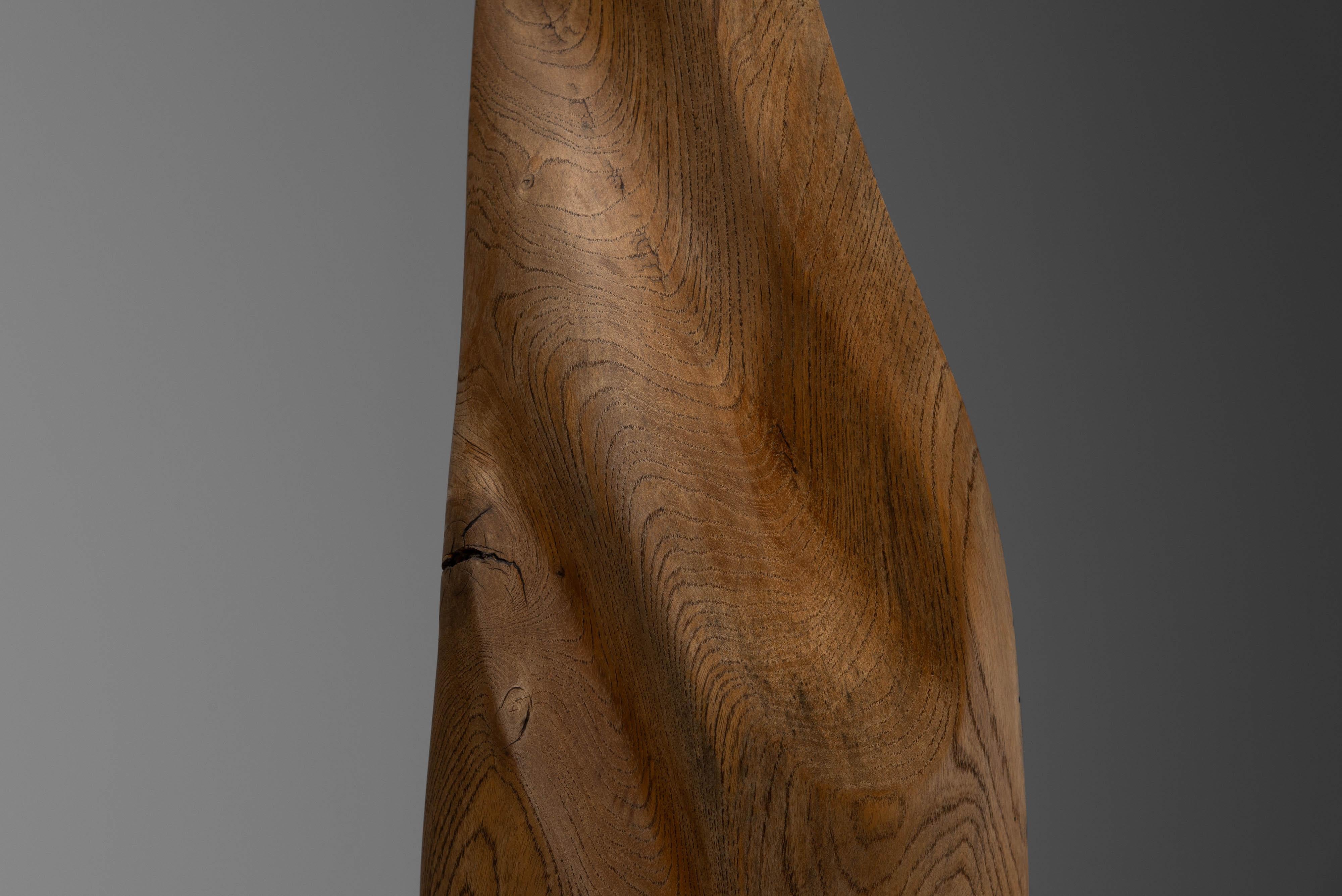 Abstract oak sculpture signed LM France 1960 For Sale 5