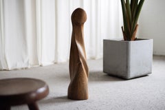 Abstrakte Eichen Skulptur signiert LM France 1960